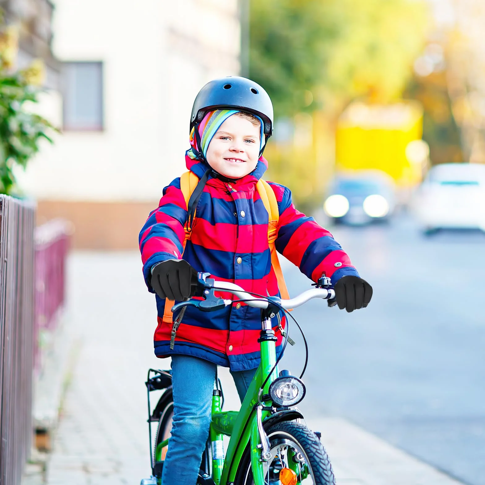 QKURT Dziecięce rękawiczki rowerowe, zimowe rękawiczki termiczne, antypoślizgowe rękawiczki dla małych dzieci, wodoodporne rękawiczki dziecięce do biegania, wędrówek, spacerów, jazdy konnej