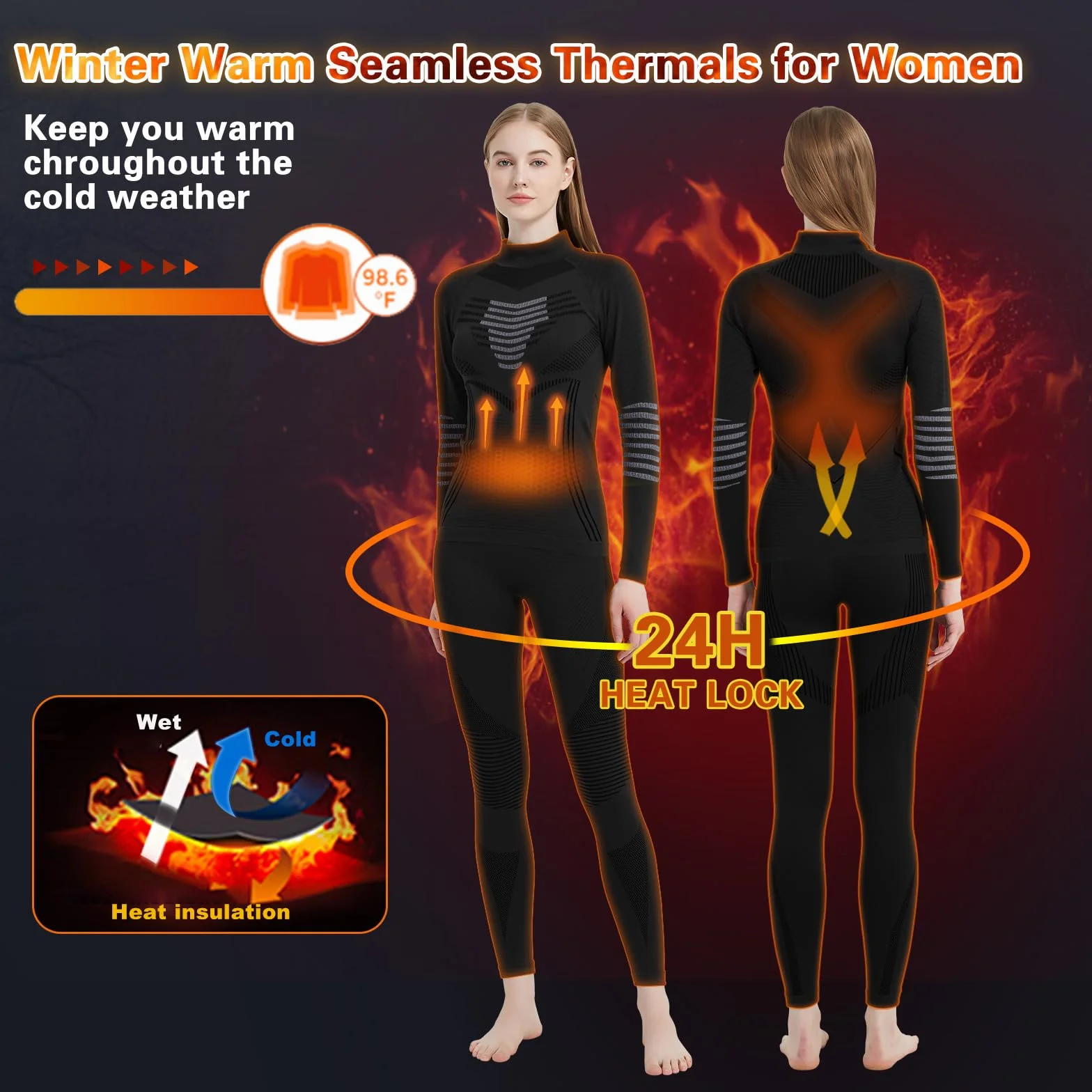 Zestaw warstw podstawowych Kobiety Thermal Underwear for Women Winter Warm Base Layer Compression Set