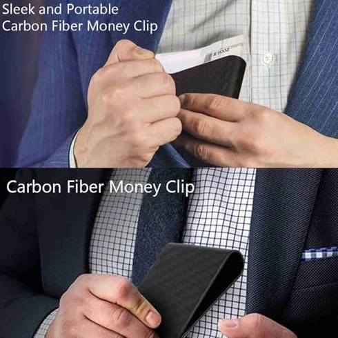 Portfel z Klipsem na Pieniądze z Włókna Węglowego Ultralight Business Money Cash Clip Cards Credit Clamp Wallet Przenośny Wizytownik dla Kobiet Mężczyzn