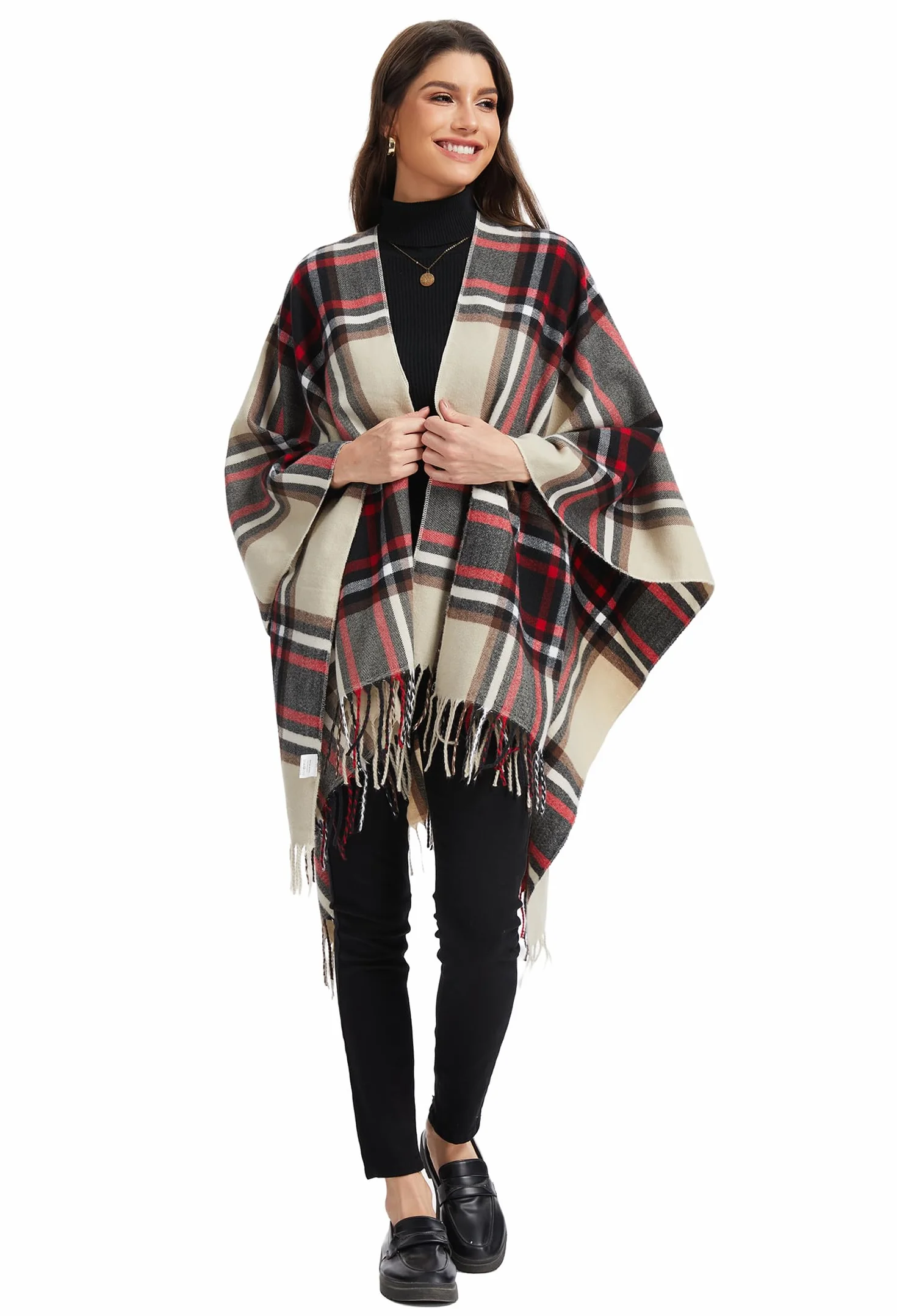 Damski Szal, Otwarty Poncho, Kardigan Peleryna, Oversize Swetry na Jesień i Zimę