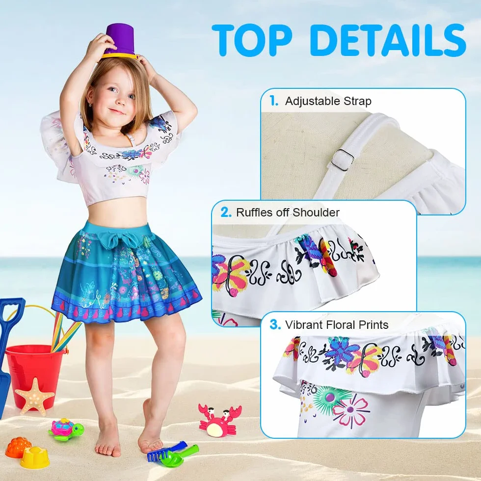 URAQT Mirabel Kostium Isabela Strój kąpielowy, Dziecięce stroje kąpielowe bikini w stylu kreskówki, Kostium kąpielowy Mirabel Isabela Princess