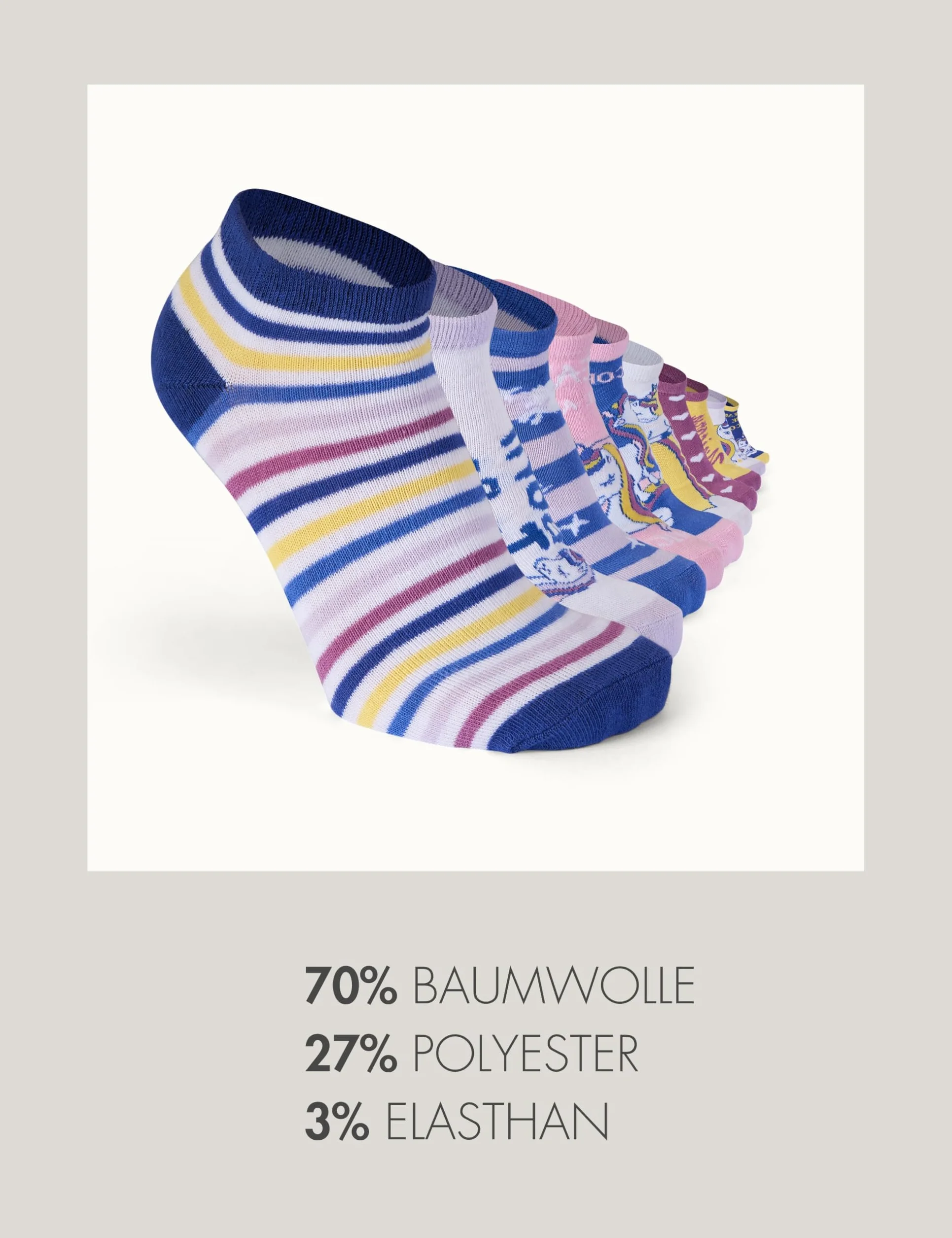 Basic Treasure 10 par skarpet dziecięcych dla chłopców lub dziewczynek, krótkie lub długie, kolorowe skarpety, 70% bawełna, Öko-Tex skarpety dziecięce