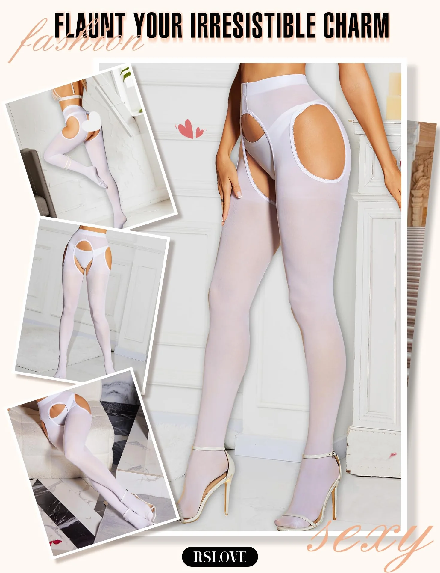 RSLOVE Seksowne rajstopy dla kobiet – nylon 80D wysoka talia rajstopy dla kobiet