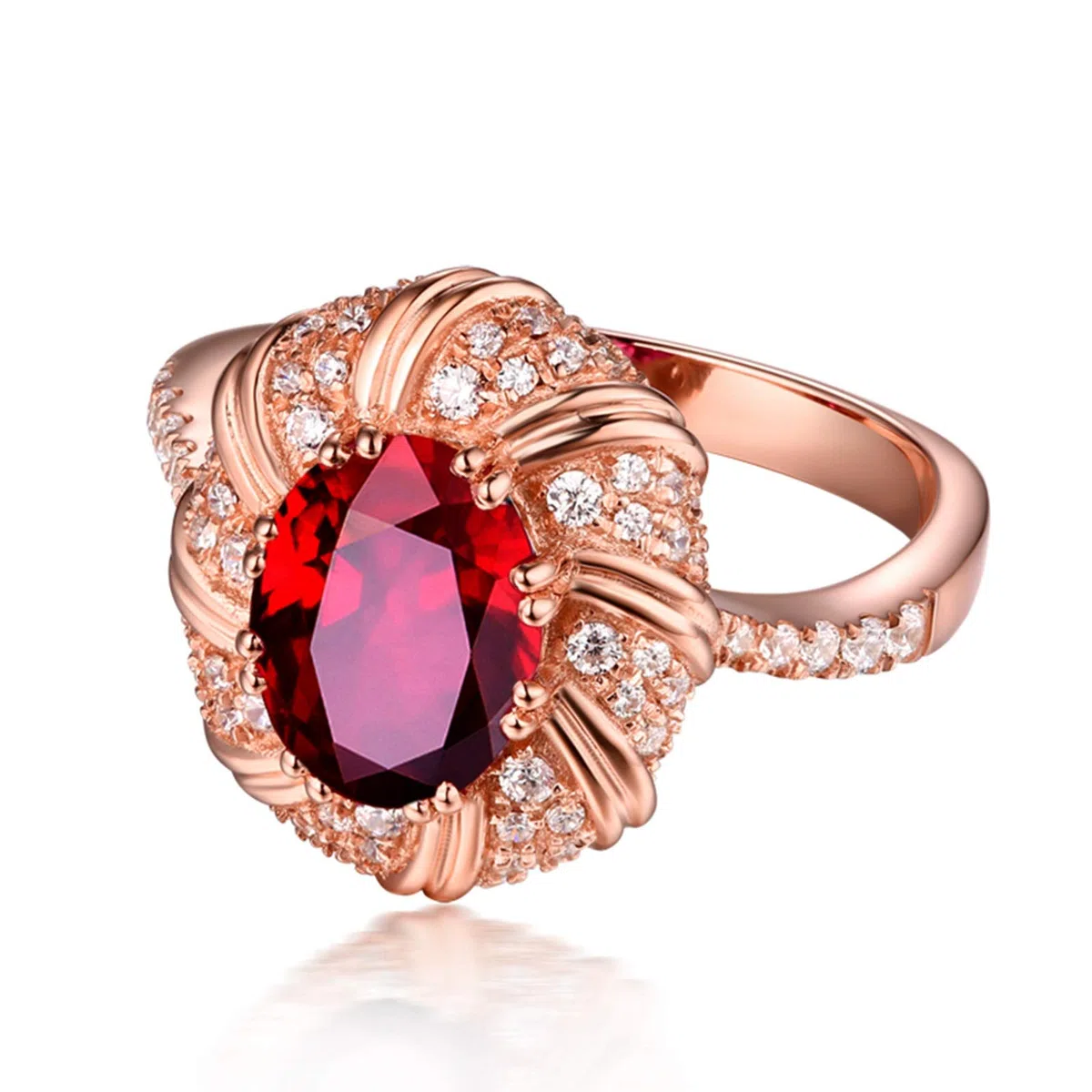 Beydodo Damski pierścionek 750 złoto prawdziwe diamenty kwiat z owalnym rubin 0,55/0,99/1,19 ct pierścionek zaręczynowy różowe złoto e 18 karatów (750) czerwone złoto, 65 cm (20,7 cala), colore: 1.19ct, cod. TLLWGZ3864