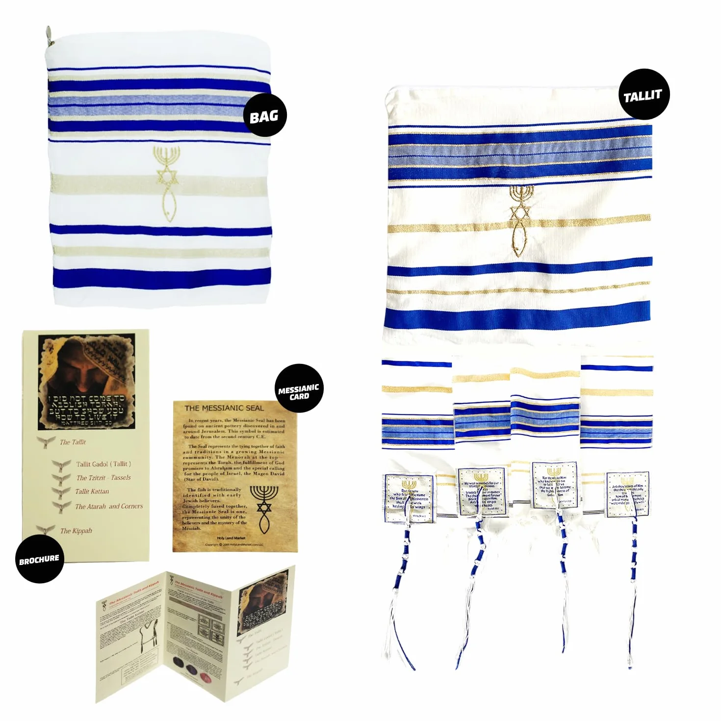 Holy Land Market Damski szal messianic_tallit, królewski błękit, 72 x 22 Inches