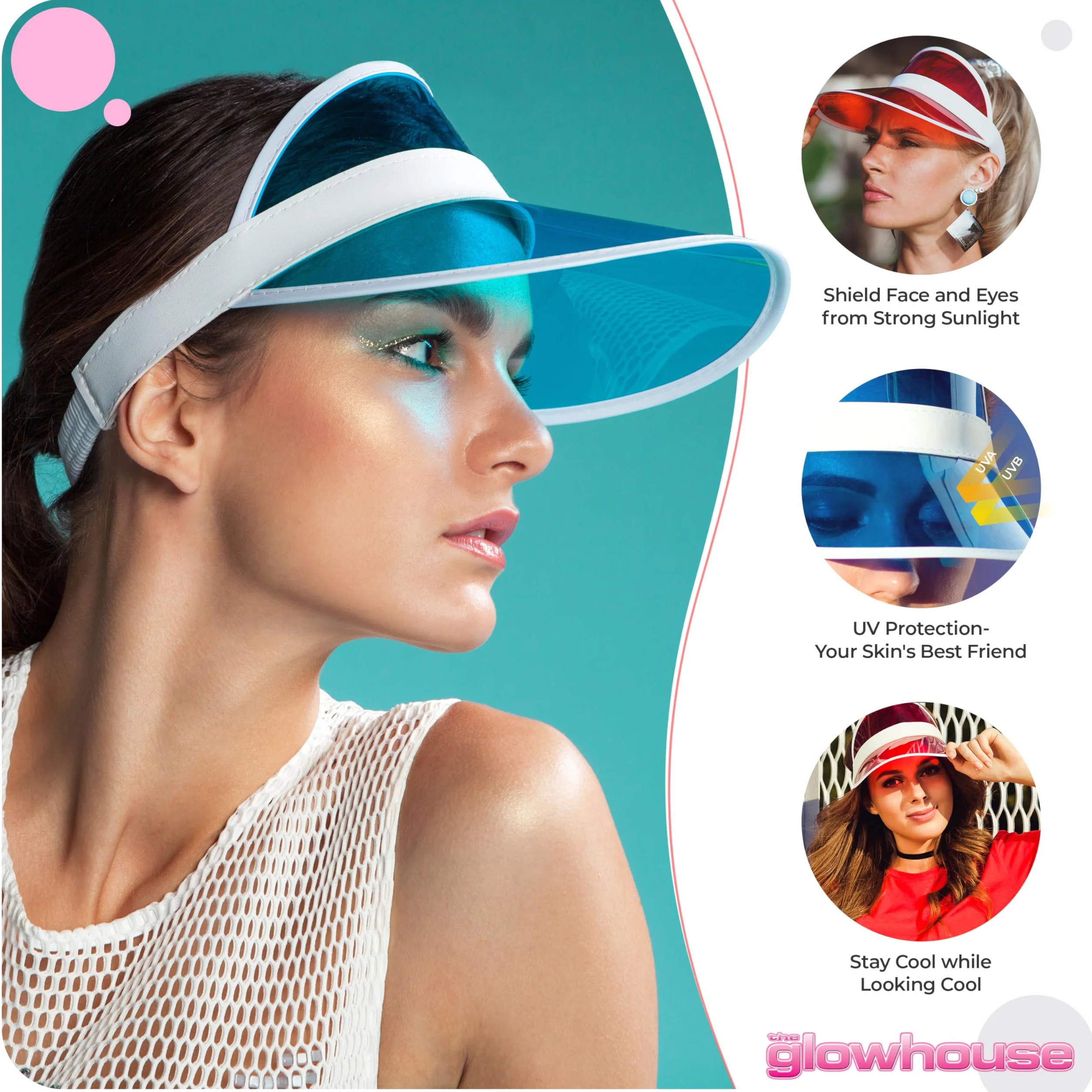 Unisex styl lat 80-tych retro neonowa osłona przeciwsłoneczna czapka opaska na głowę golf tenis jeleń poker impreza