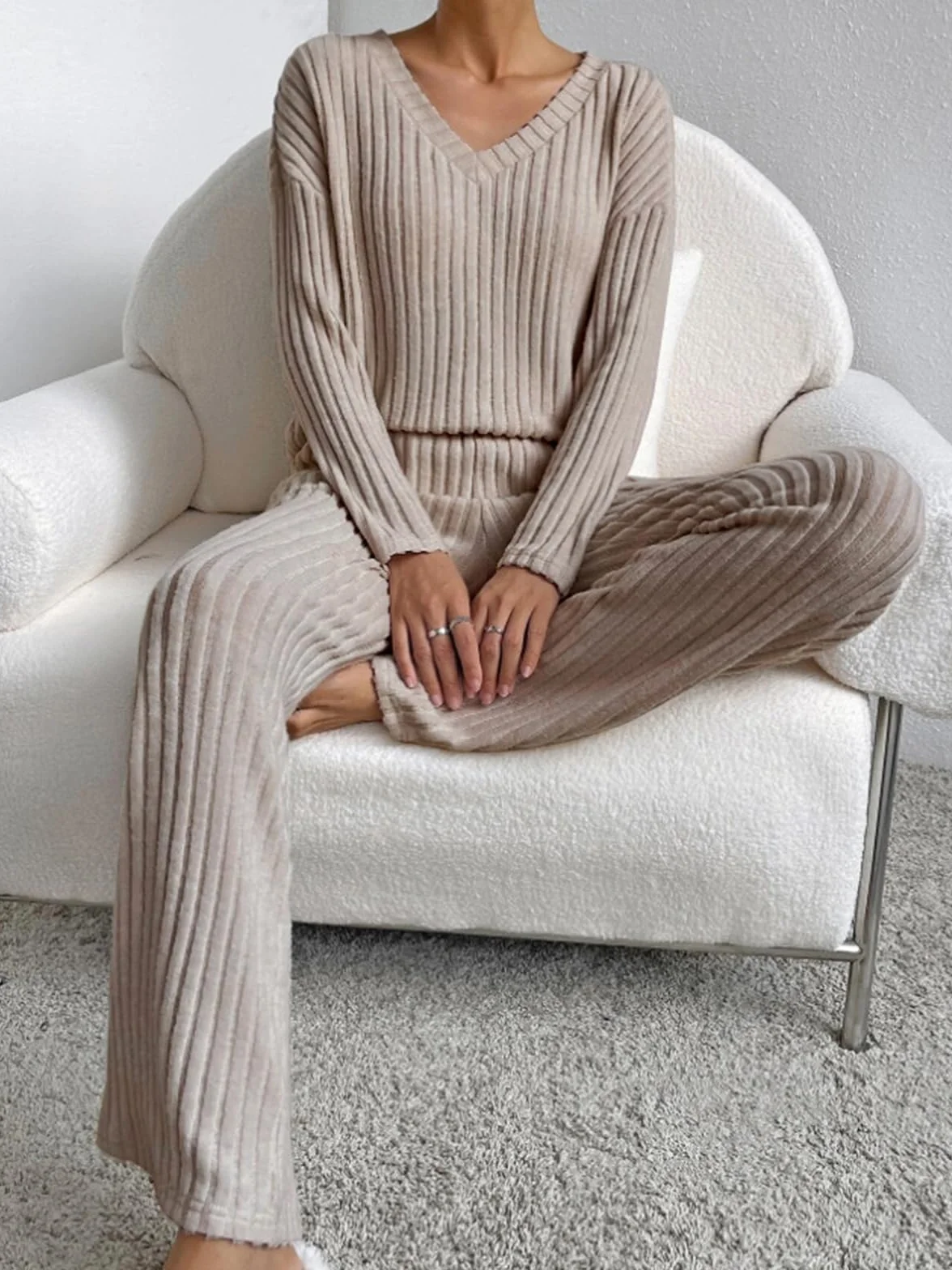 SHEKINI Casual Pullover Set Soft Comfortable Women Set Dres Dress Garnitur for V-Neck Clothing Comfortable Piżama Set Fashion