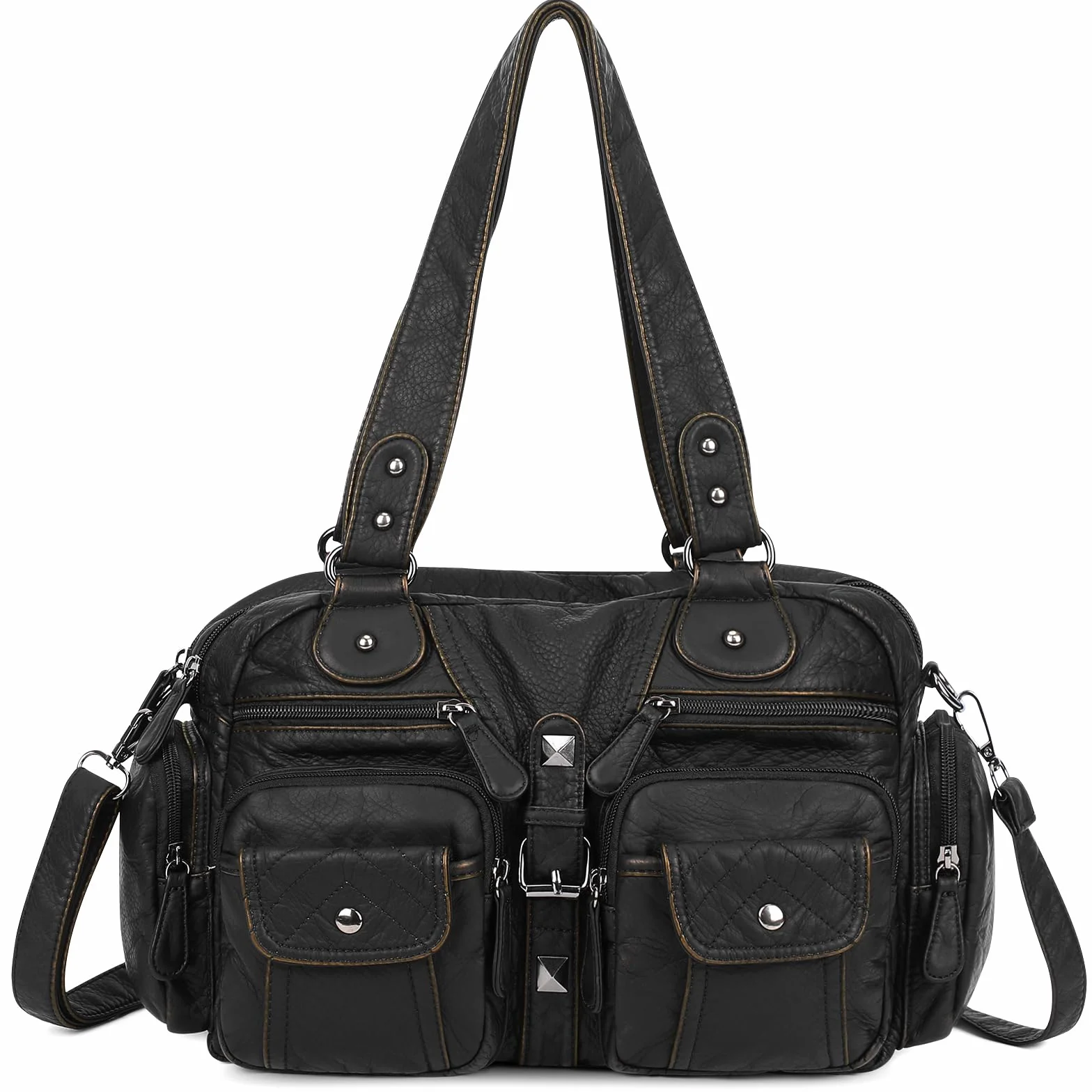 Skórzana torebka typu crossbody sprana miękka torebka na ramię torebka o dużej pojemności dla kobiet pań dziewcząt