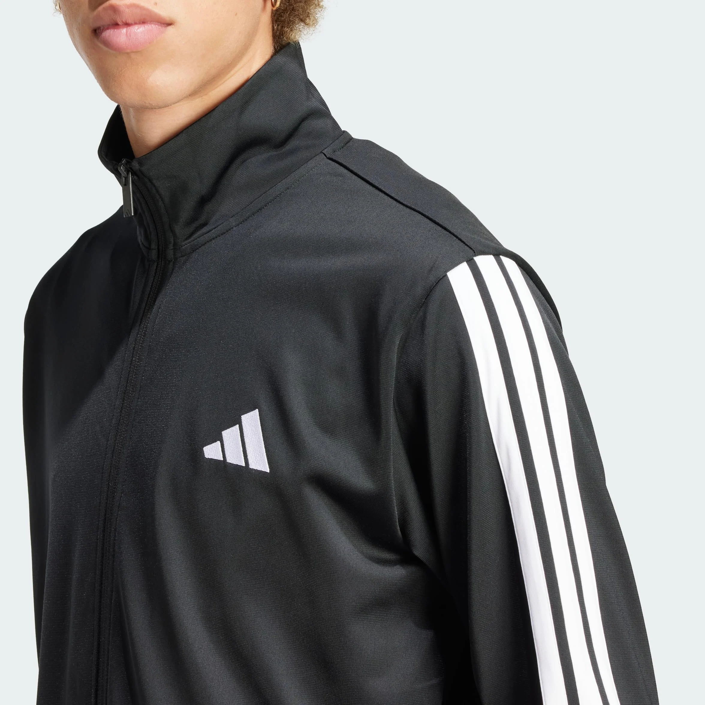 adidas Mężczyźni SPORTSWEAR BASIC 3 STRIPES TRICOT TRACKSUIT, Black, XL Short