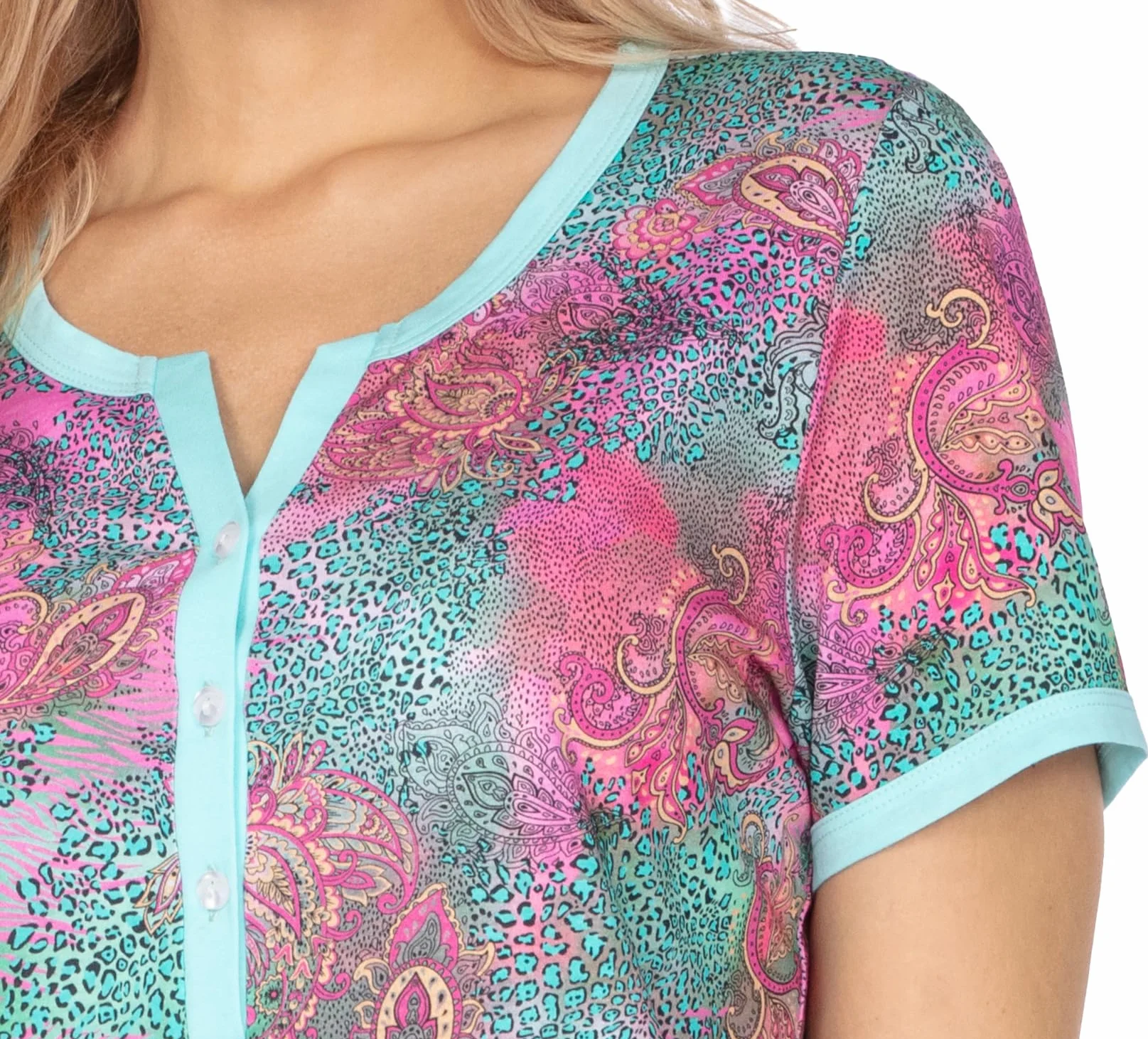e.Femme® Damska koszula nocna z krótkim rękawem Monika 1082 ze 100% bawełny
