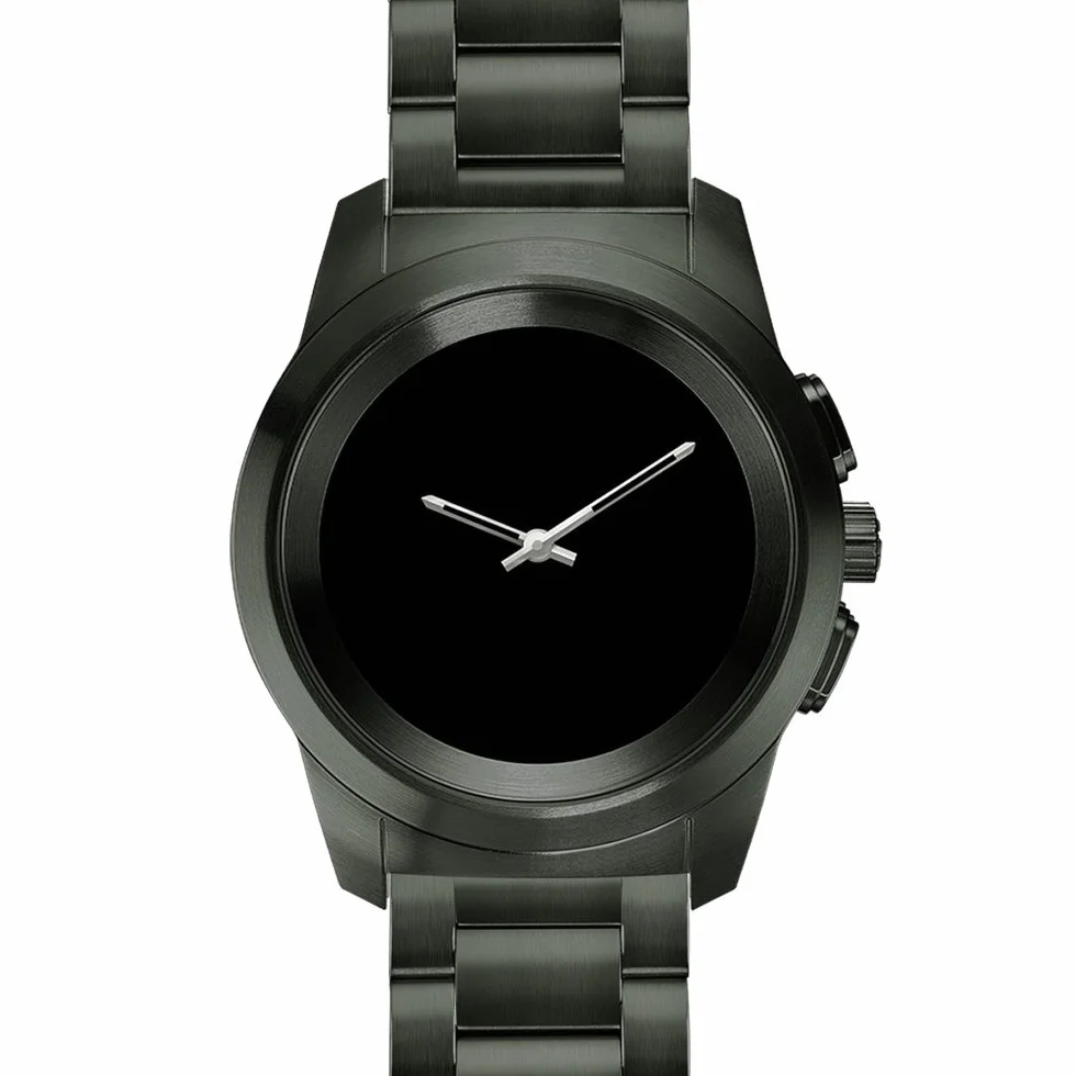 MyKronoz ZeTime Elite Hybrid Smartwatch 44 mm z mechanicznymi wskazówkami na kolorowym ekranie dotykowym – szczotkowany czarny/metalowy krawat