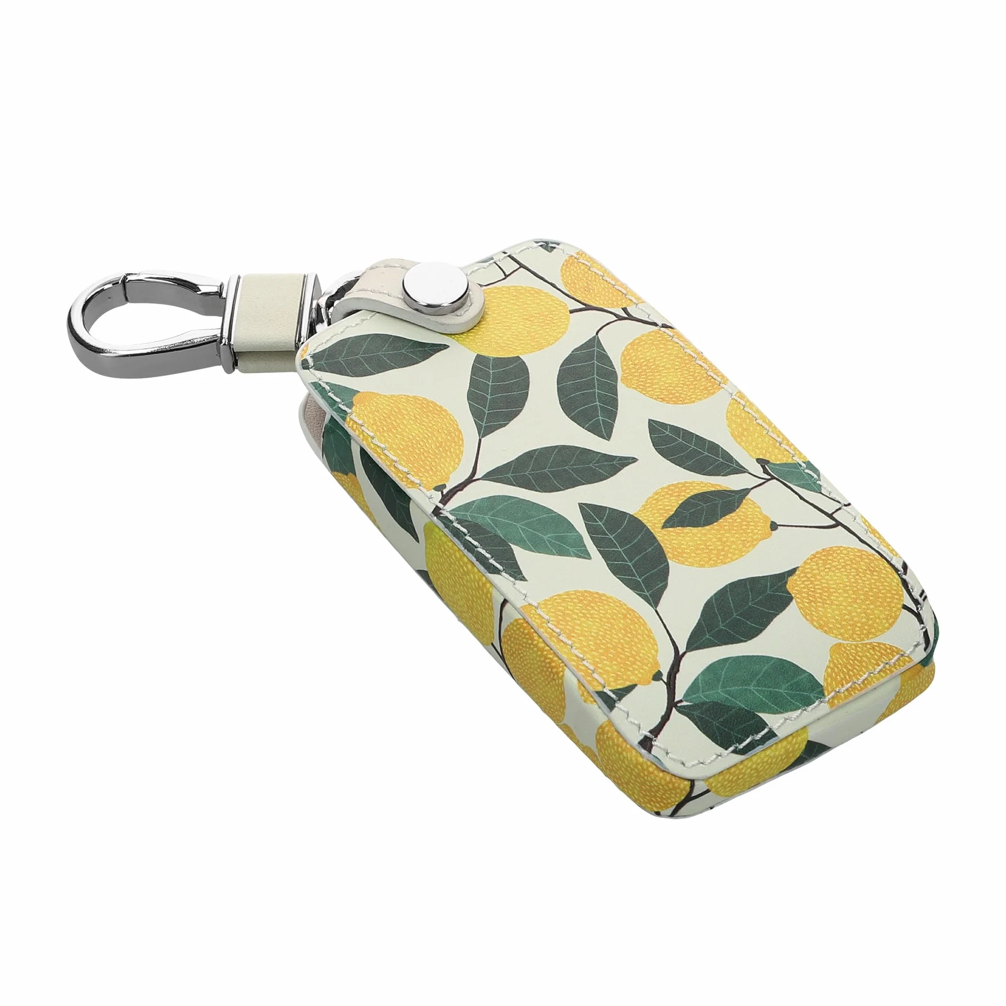 kwmobile Etui na klucze kompatybilne z kluczem samochodowym Renault z 4 przyciskami (tylko Keyless Go) - sztuczna skóra - cytryny żółty/zielony/beżowy