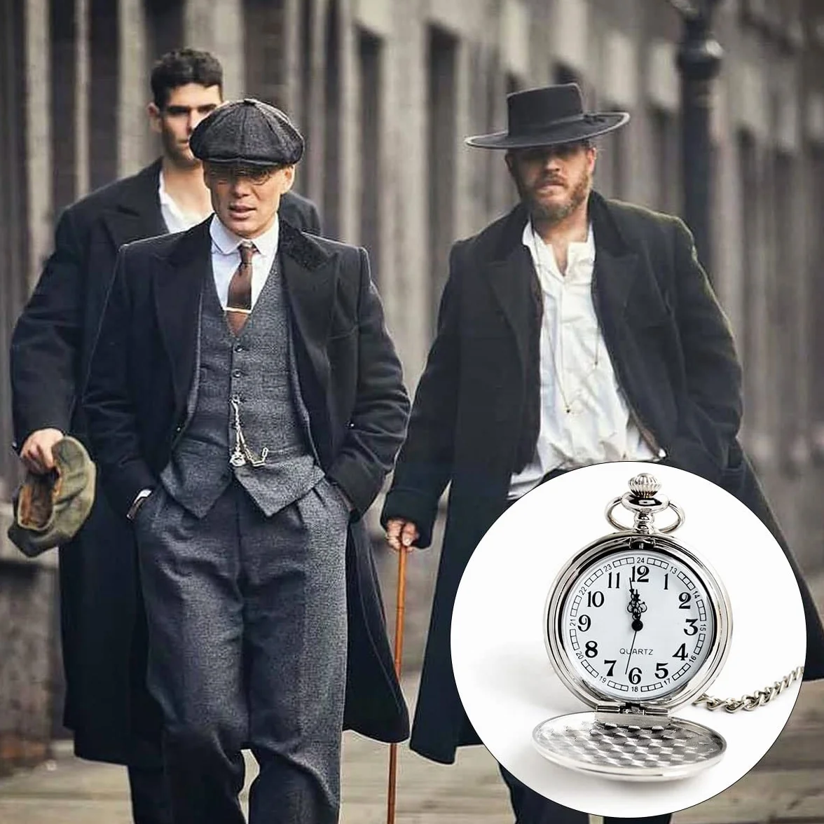 Cerioll Zegarek Kieszonkowy Unisex Vintage, Srebrny, Kwarcowy, 47mm, 30m Wodoodporny, Łańcuch, Cyfry Arabskie