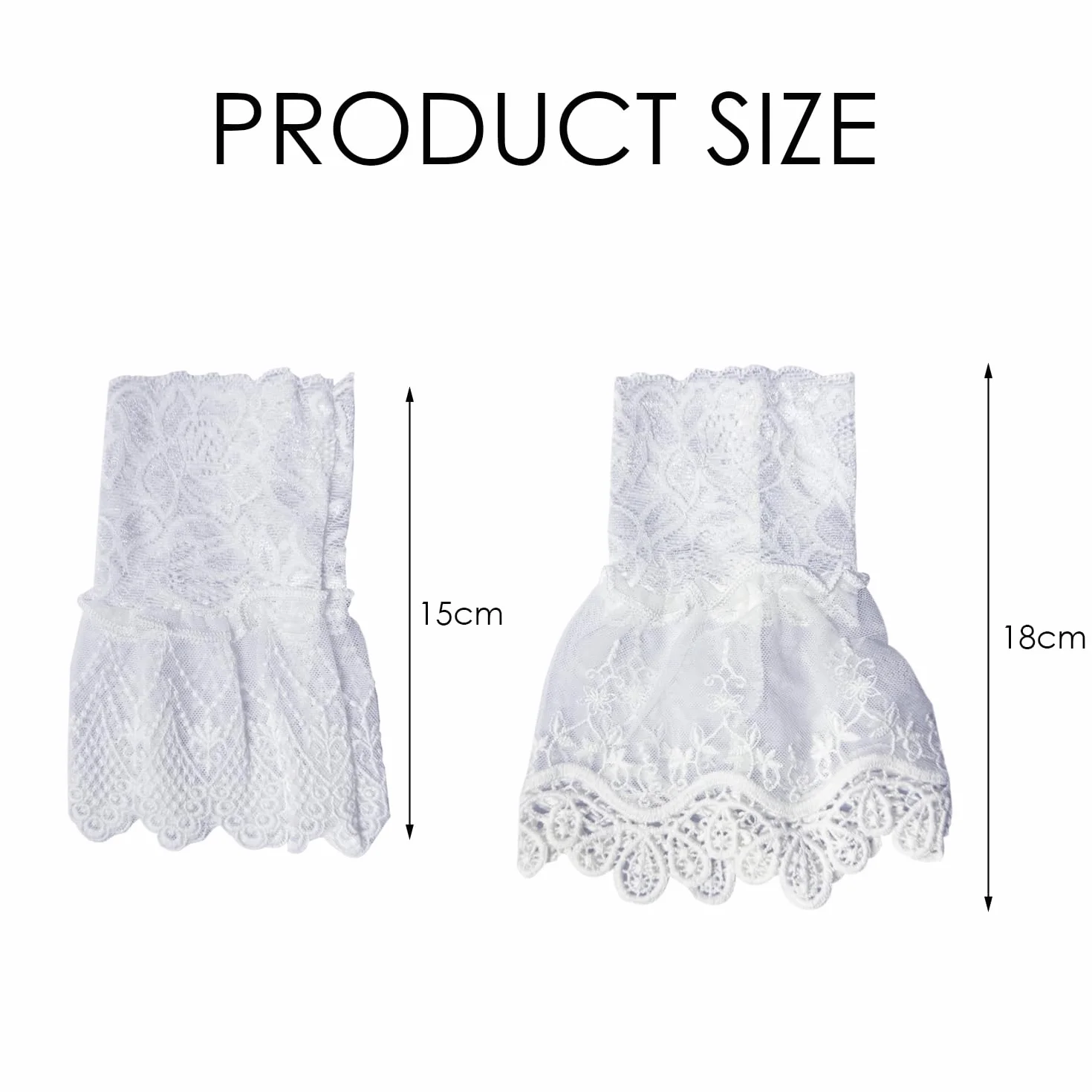2 pary rękawów, białe koronkowe mankiety, damskie sztuczne rękawy, wykwintne modne mankiety, dekoracja odzieży, biały, M