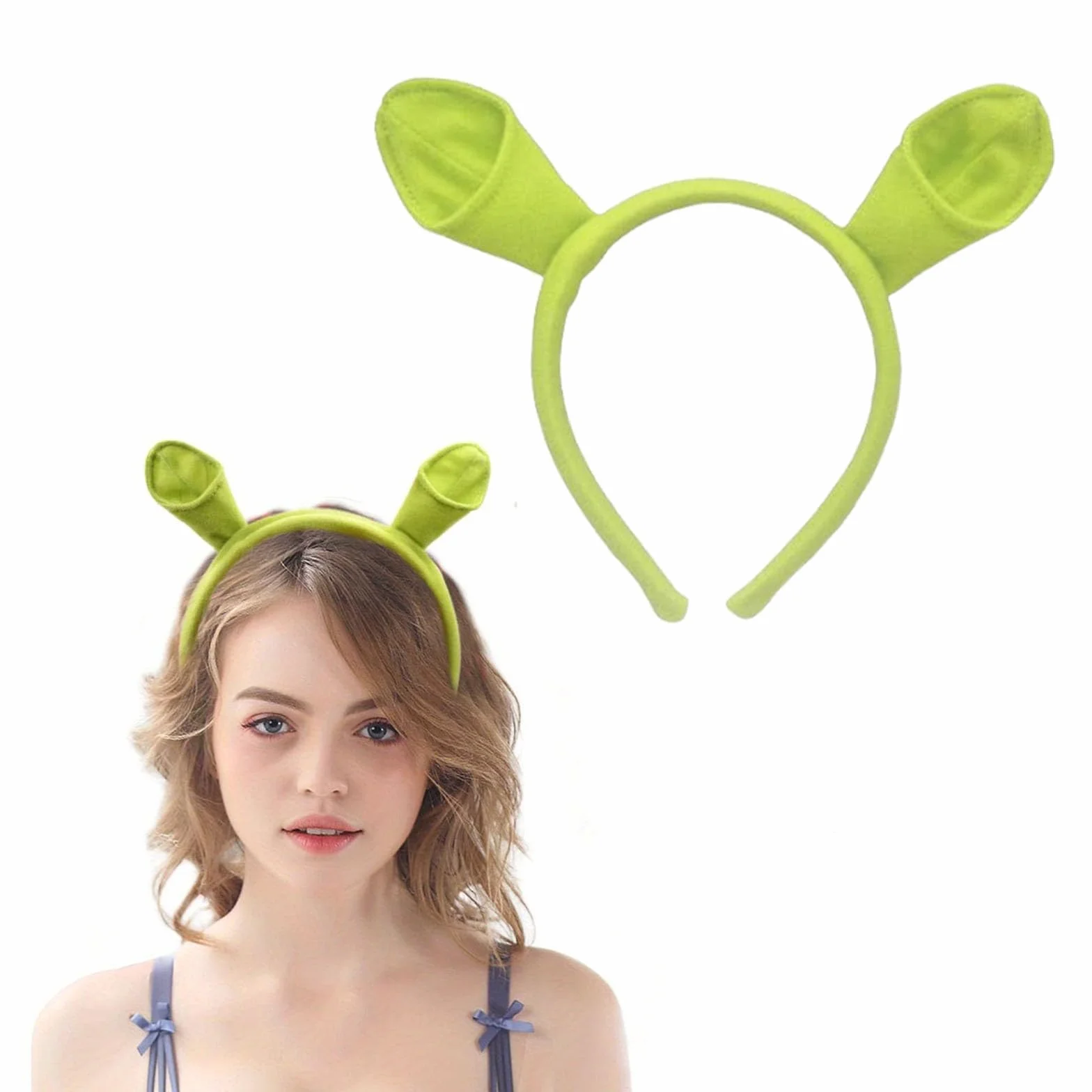Shrek Ears, uszy dla Shreka, zielona opaska na głowę, opaska na głowę, na Halloween, Boże Narodzenie, przyjęcie, opaska na głowę, uszy zwierzęce, opaska na głowę
