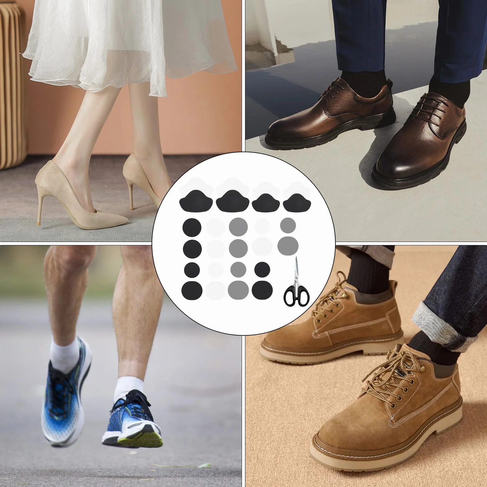 34 sztuki napraw butów z nożyczkami, naszywki naprawcze do sneakersów, ochrona pięty, zestaw naprawczy do butów, łatki z przodu do sneakersów, wysokich obcasów, skórzanych butów (kolor