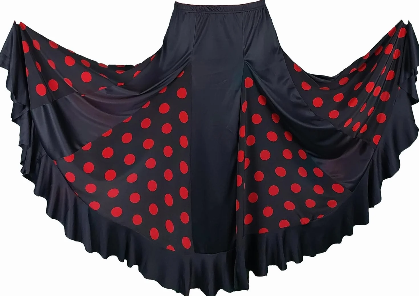 Damska spódnica do tańca Flamenco z czerwonymi kropkami