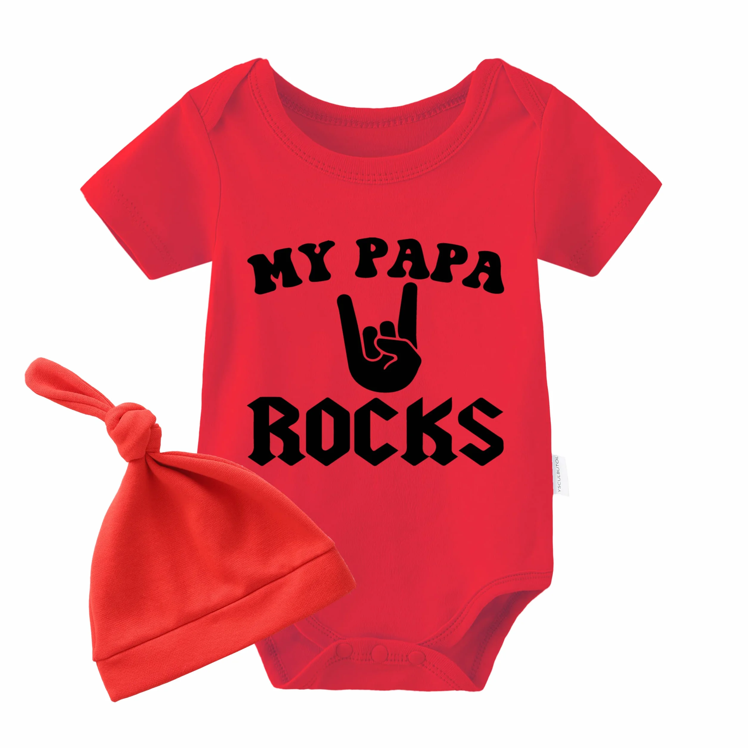 YSCULBUTOL Bodysuit dla niemowląt 'My PAPA Rock Baby' krótki rękaw noworodka niemowlę ciało niemowlę dziewczynka chłopiec zestaw odzieży