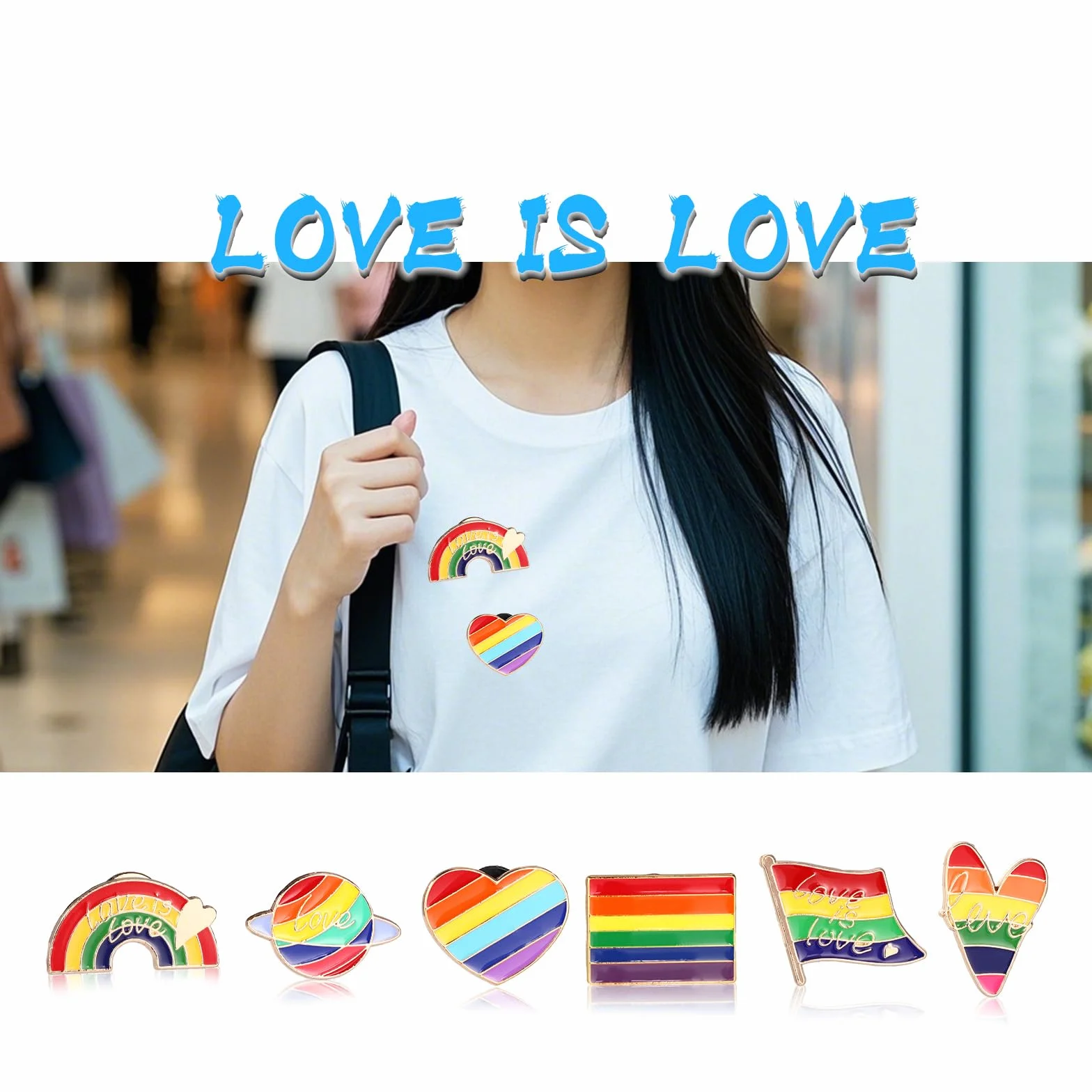 Mikovivi 6szt Przypinki LGBT Pride, Tęczowa Flaga Przypinka Progress Pride Lapel Broszka Progressive Miłość to Miłość Przypinki Lesbijki Transseksualne Biseksualne Geje Dekoracje na Ubrania Torby