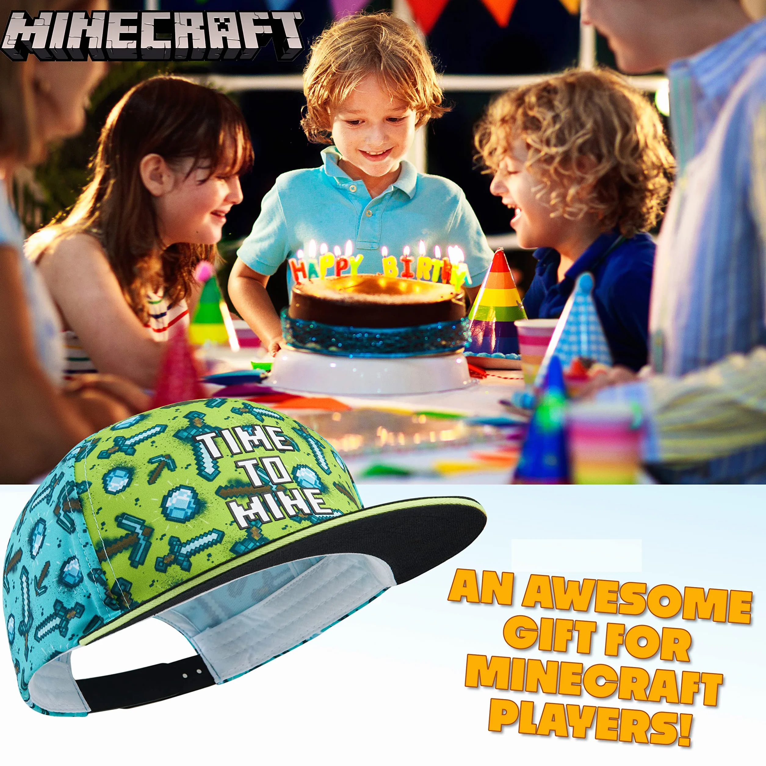 Minecraft Czapka chłopięca, czapka z daszkiem Snapback Ochrona przeciwsłoneczna Kapelusz dziecięcy - Prezent dla dzieci