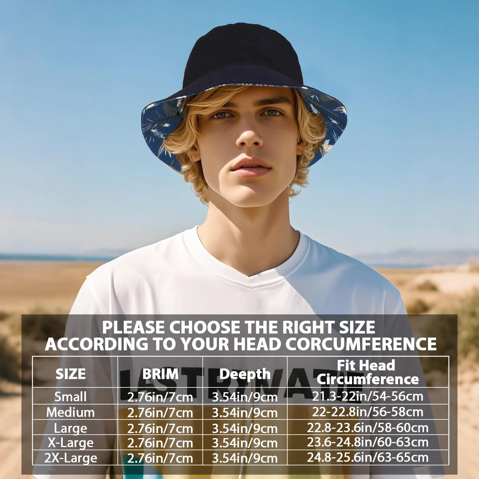 XX-duży dwustronny kapelusz typu bucket unisex, modny nadruk duży rozmiar bawełniany letni kapelusz przeciwsłoneczny kapelusz wędkarski, ochrona przed promieniowaniem UV, lekka czapka plażowa