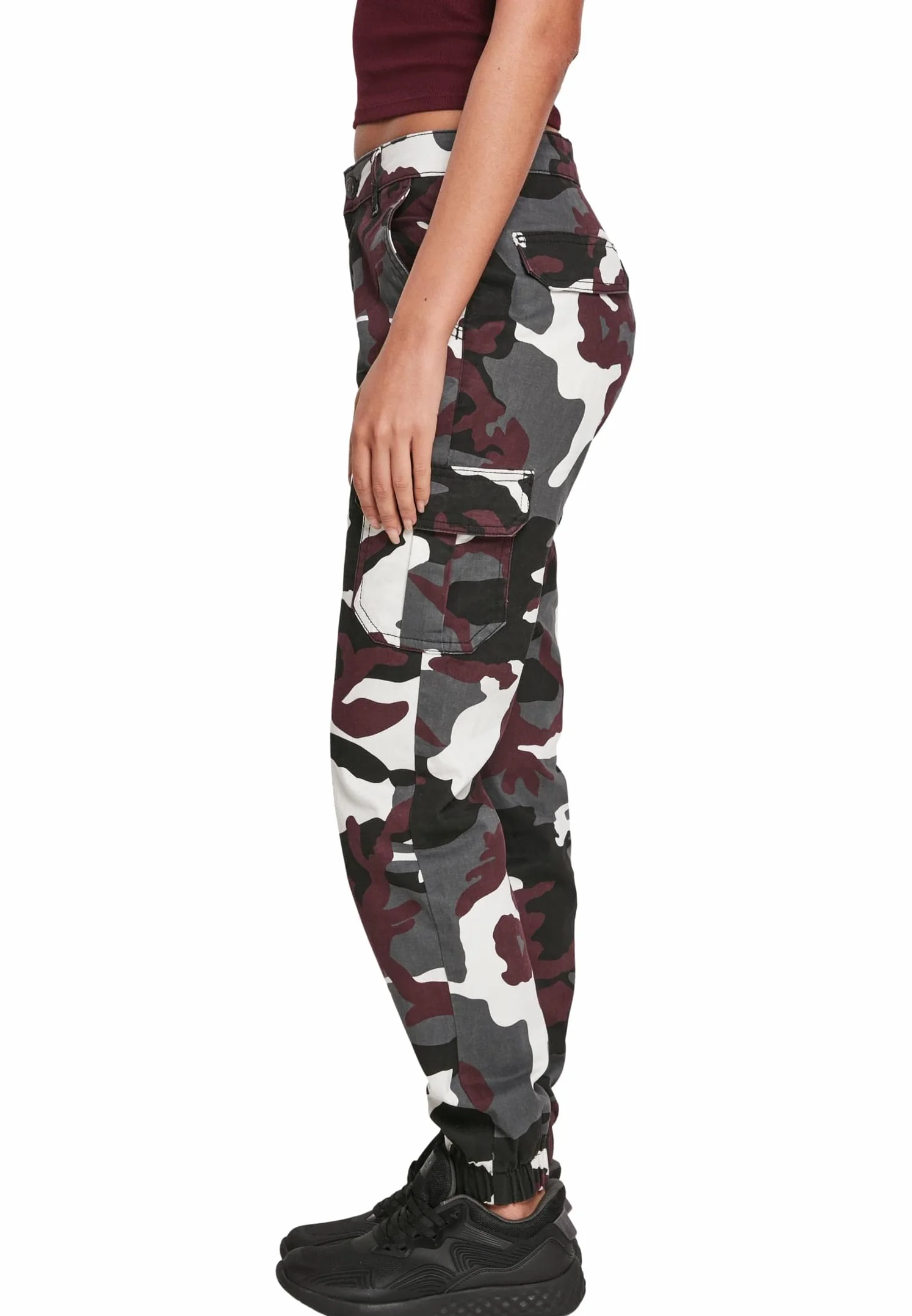 Urban Classics Ladies High Waist Camo Cargo Pants - Spodnie Kobiety