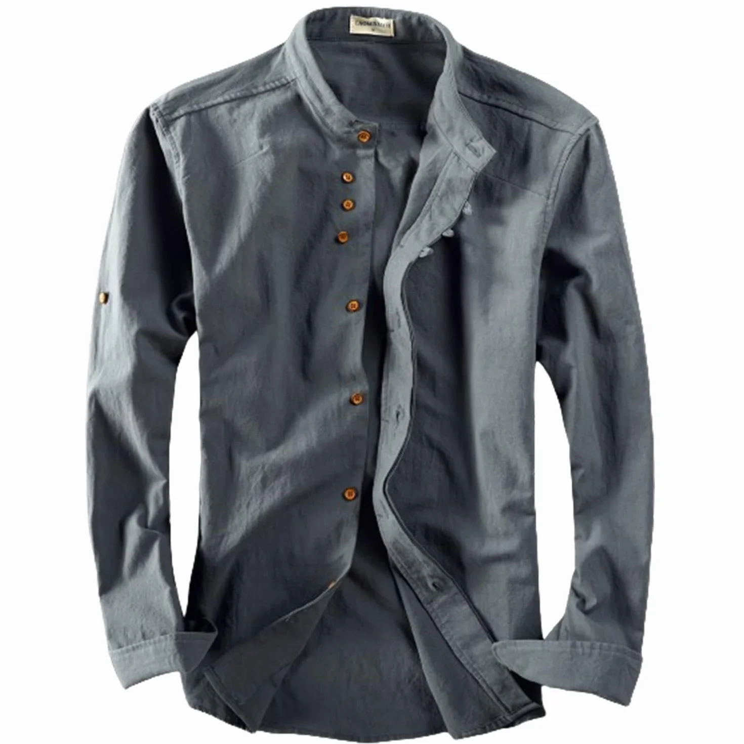 NAKEAH Soulona koszula Katana, lniana koszula premium w stylu japońskim, Soulona męska koszula katana w stylu japońskim (7XL, ciemnoszara)