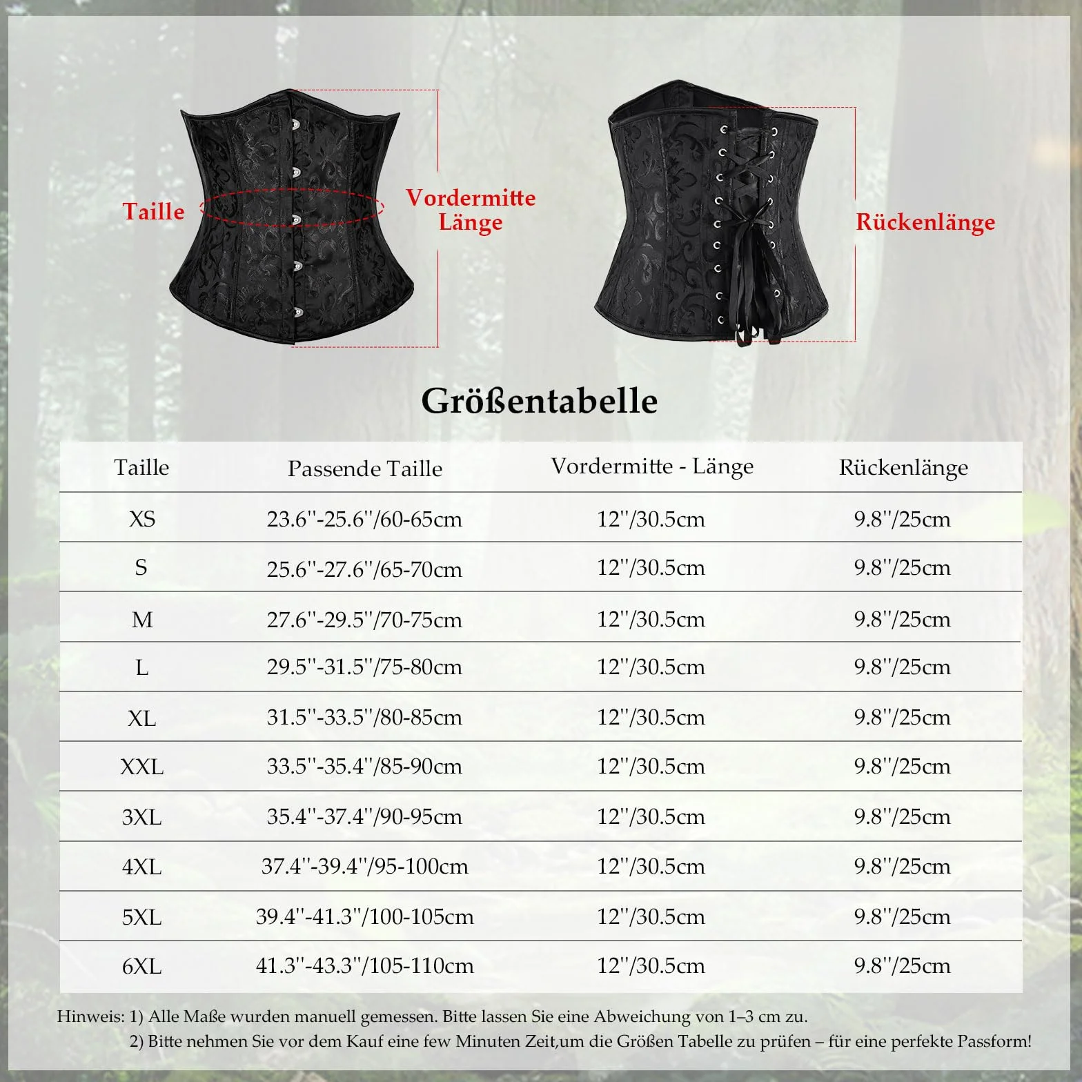 TRIWORKS Gorset damski gorset gorset pod biustem satynowy Lace Up Waist Cincher na Halloween i karnawał XS-6XL