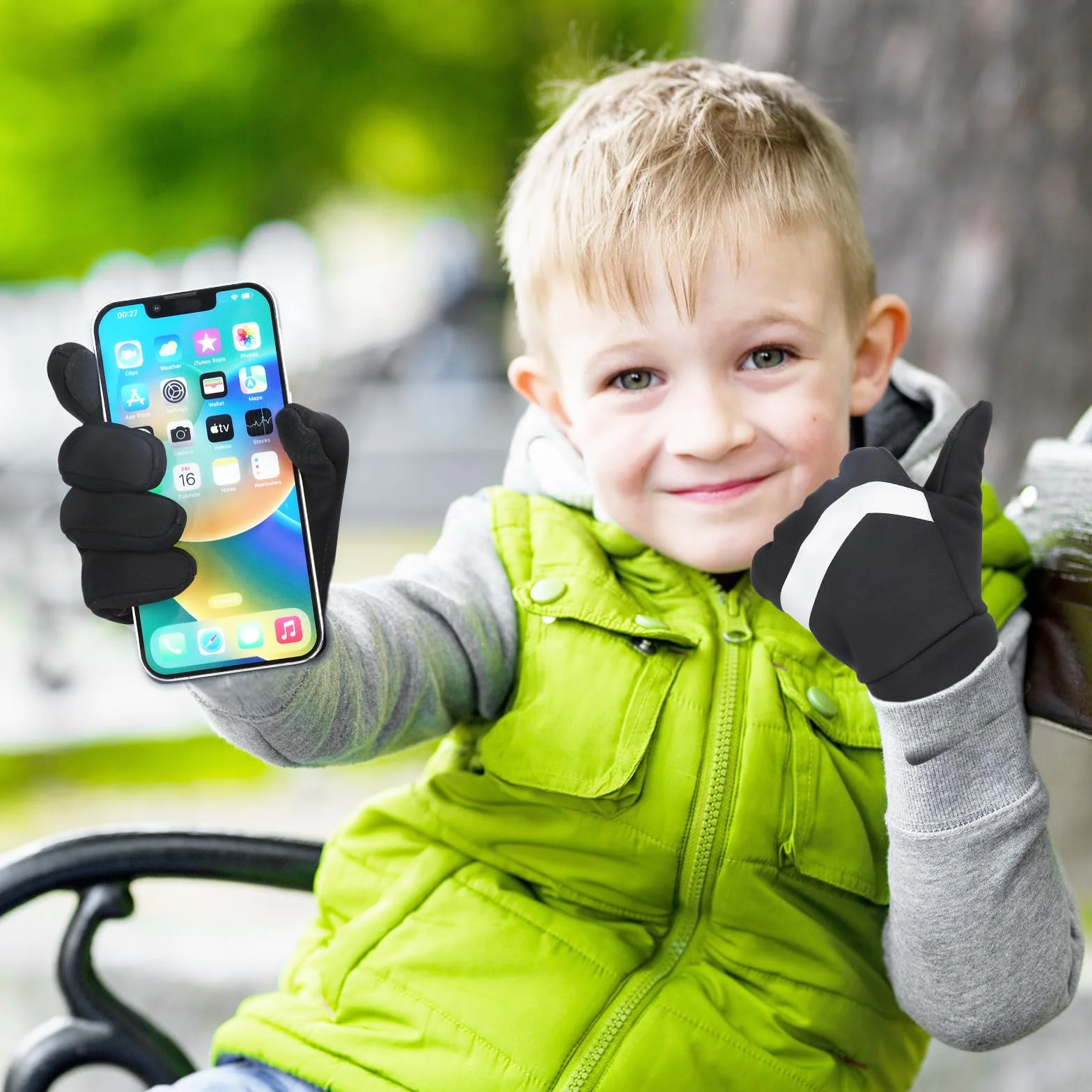 QKURT Dziecięce rękawiczki rowerowe, zimowe rękawiczki termiczne, antypoślizgowe rękawiczki dla małych dzieci, wodoodporne rękawiczki dziecięce do biegania, wędrówek, spacerów, jazdy konnej