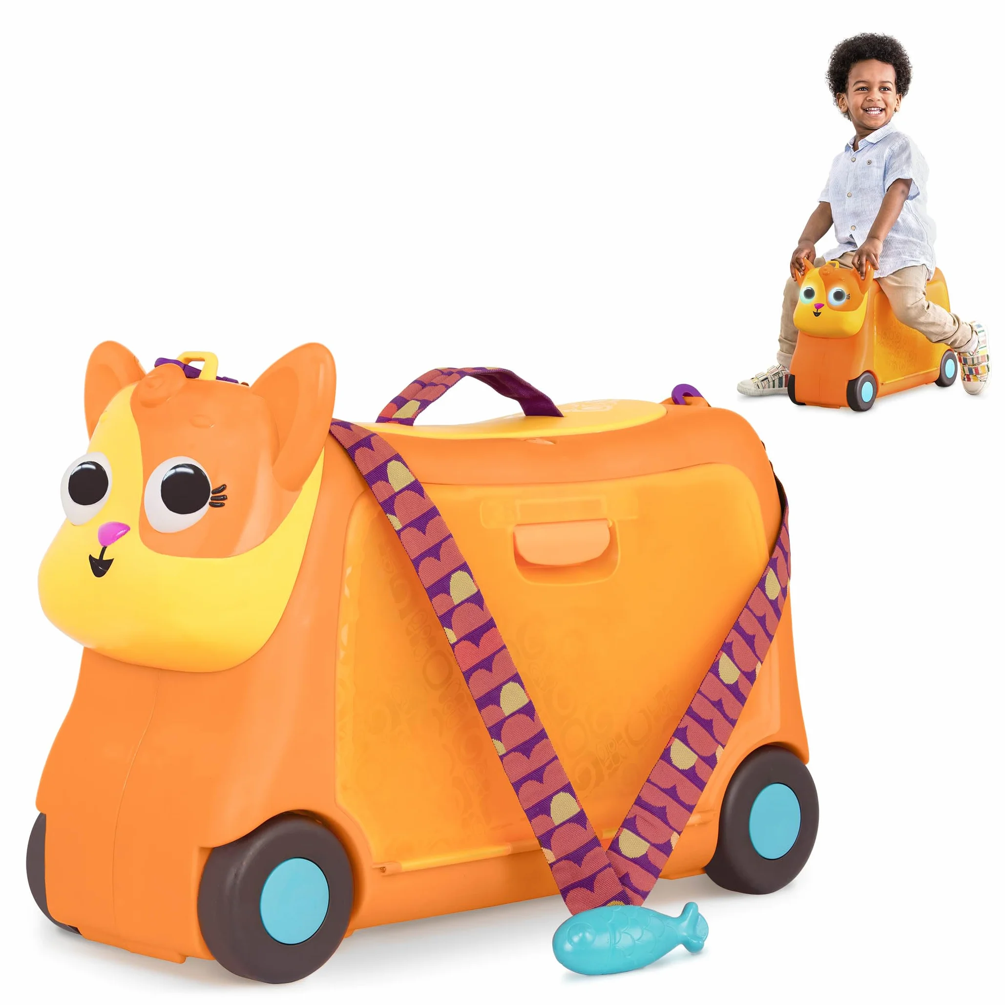 B. toys Lolo – bagaż podręczny dla dzieci, walizka podróżna z oświetleniem i dźwiękiem, bagaż dziecięcy do siedzenia na górze, z miejscem do przechowywania, dla dziewcząt i chłopców od 2 lat