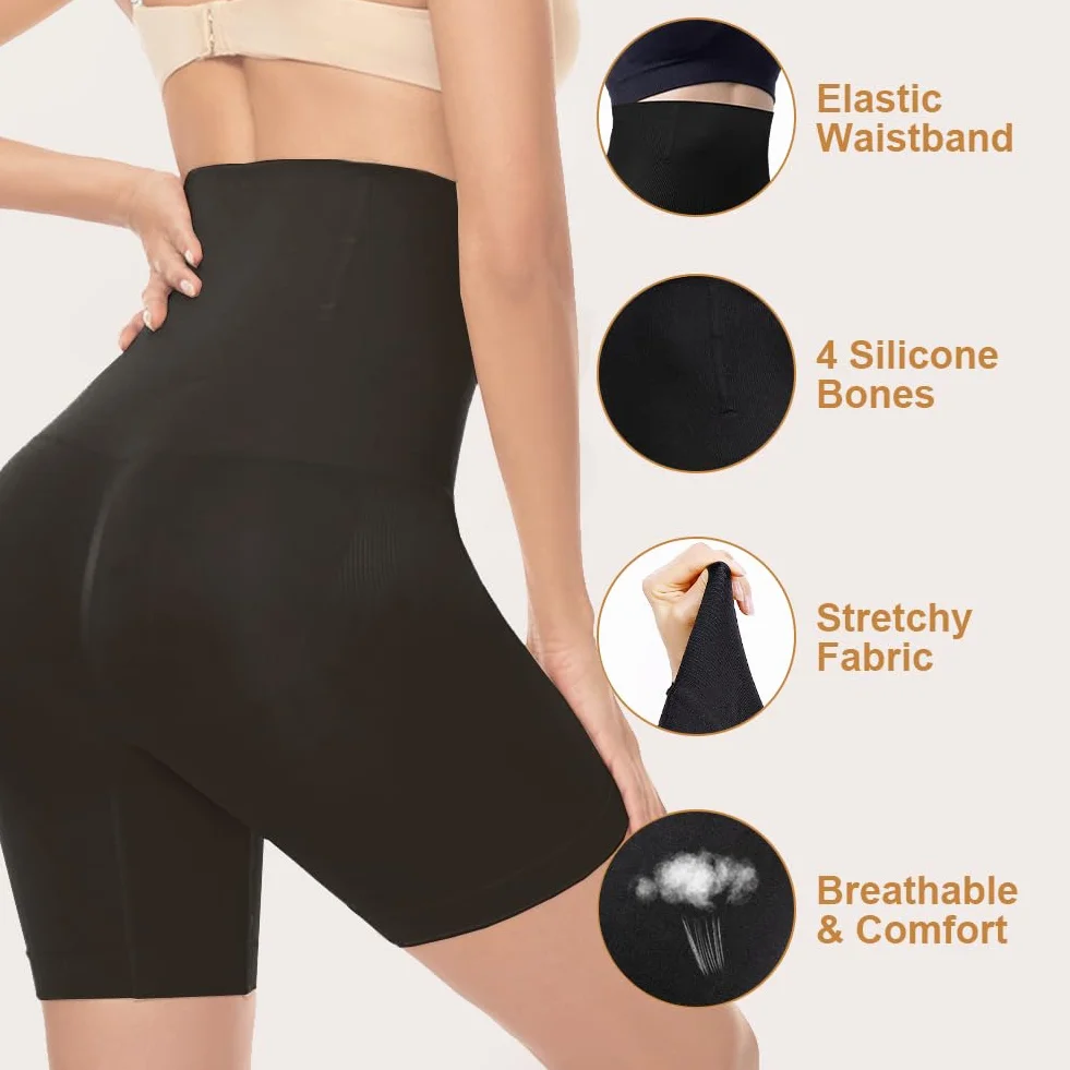flintronic Spodnie kontrolne brzucha z wysokim stanem w stylu bokserek XL/XXL, czarny, XL