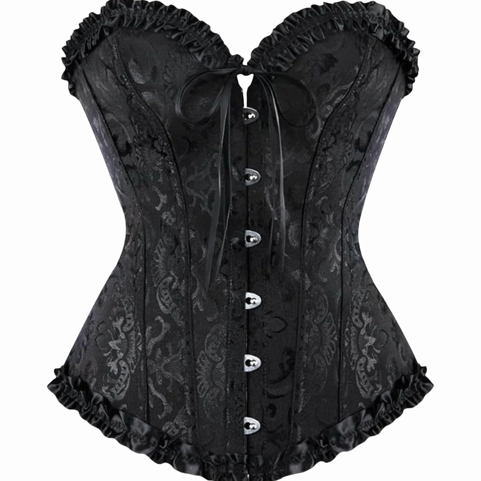 Generico Gorset damski push up z plastikowymi fiszbinami, w stylu vintage, gotyckim, średniowiecznym, elegancki pas modelujący sylwetkę, sznurowany, elastyczny, gorsetowy top, gorset piratki