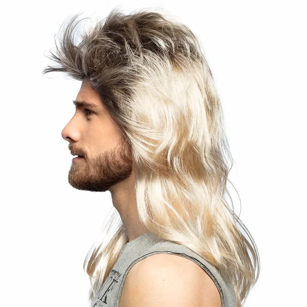 Boland 86060 - Peruka Ryan, mullet, 80s, sztuczne włosy, fryzura na imprezę w złym guście, dodatek na imprezę tematyczną lub karnawał