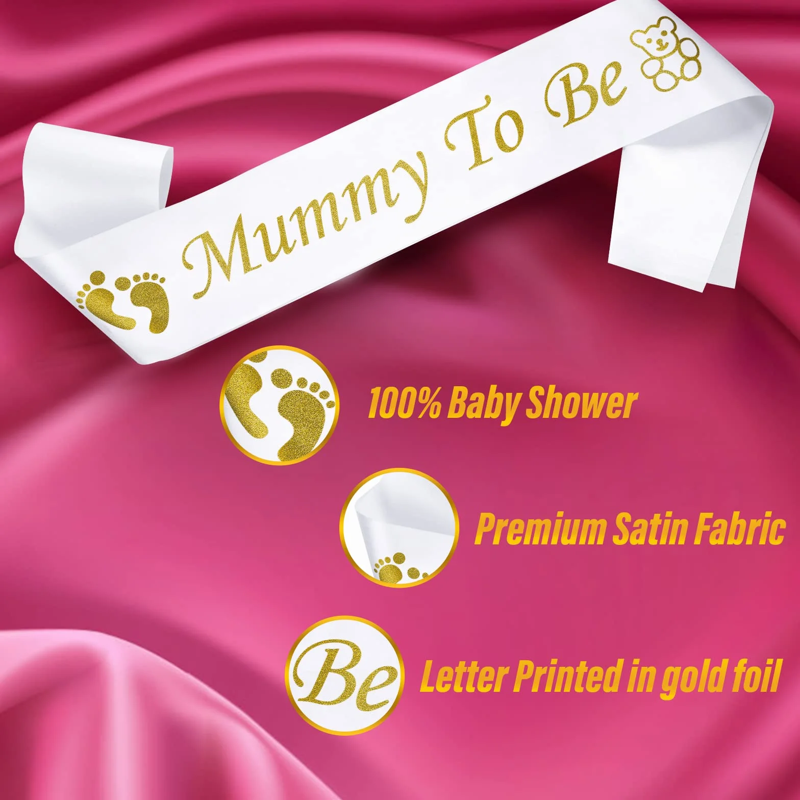 Prasacco 2-częściowy zestaw szarfy 'Mummy and Daddy To Be' – artykuły imprezowe na baby shower i dekoracja, prezent do ujawnienia płci (białe złoto)