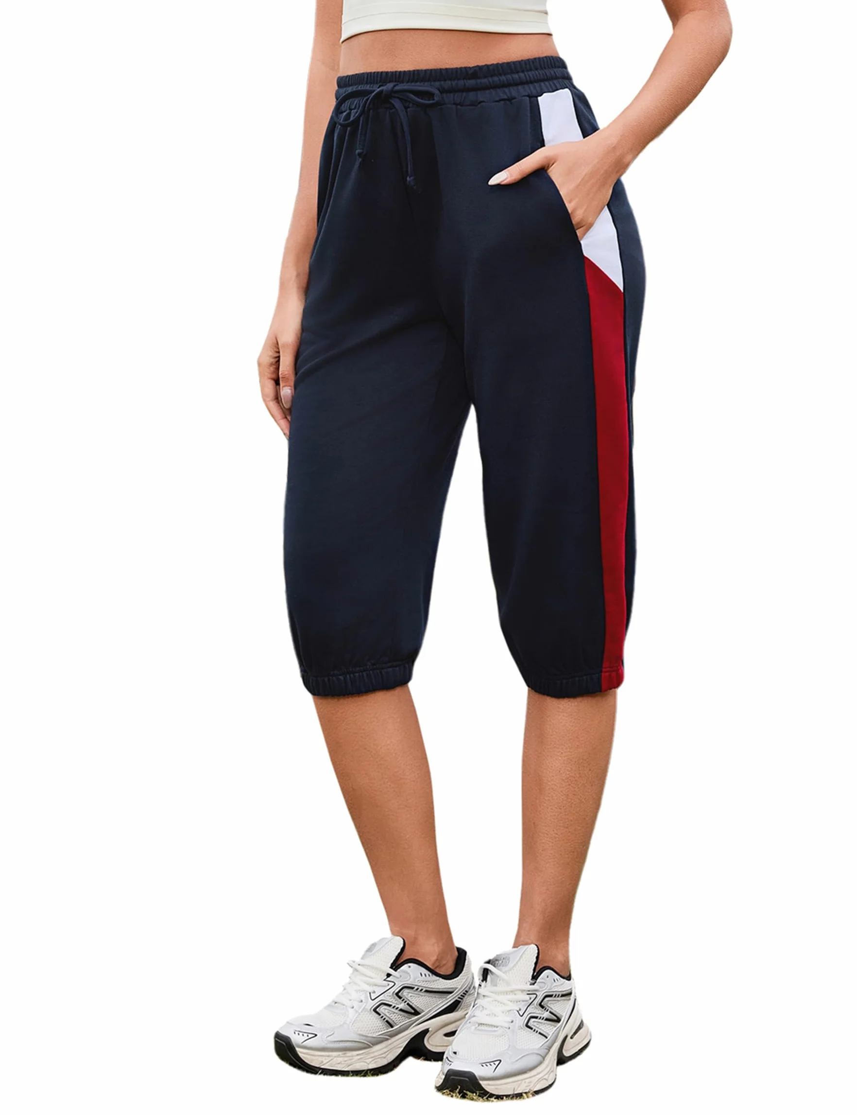 Spodnie do biegania 3/4 damskie casualowe sportowe spodnie do biegania letnie spodnie do fitnessu dla dziewczynek Capri letnie spodnie bawełniane capri