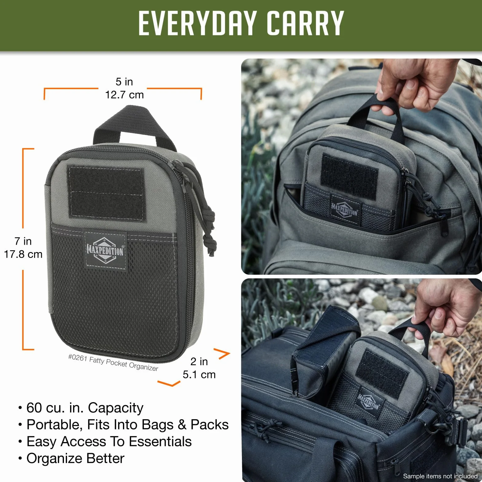 Maxpedition Fatty Pocket Organizer torba, kolor szary wilk, rozmiar uniwersalny