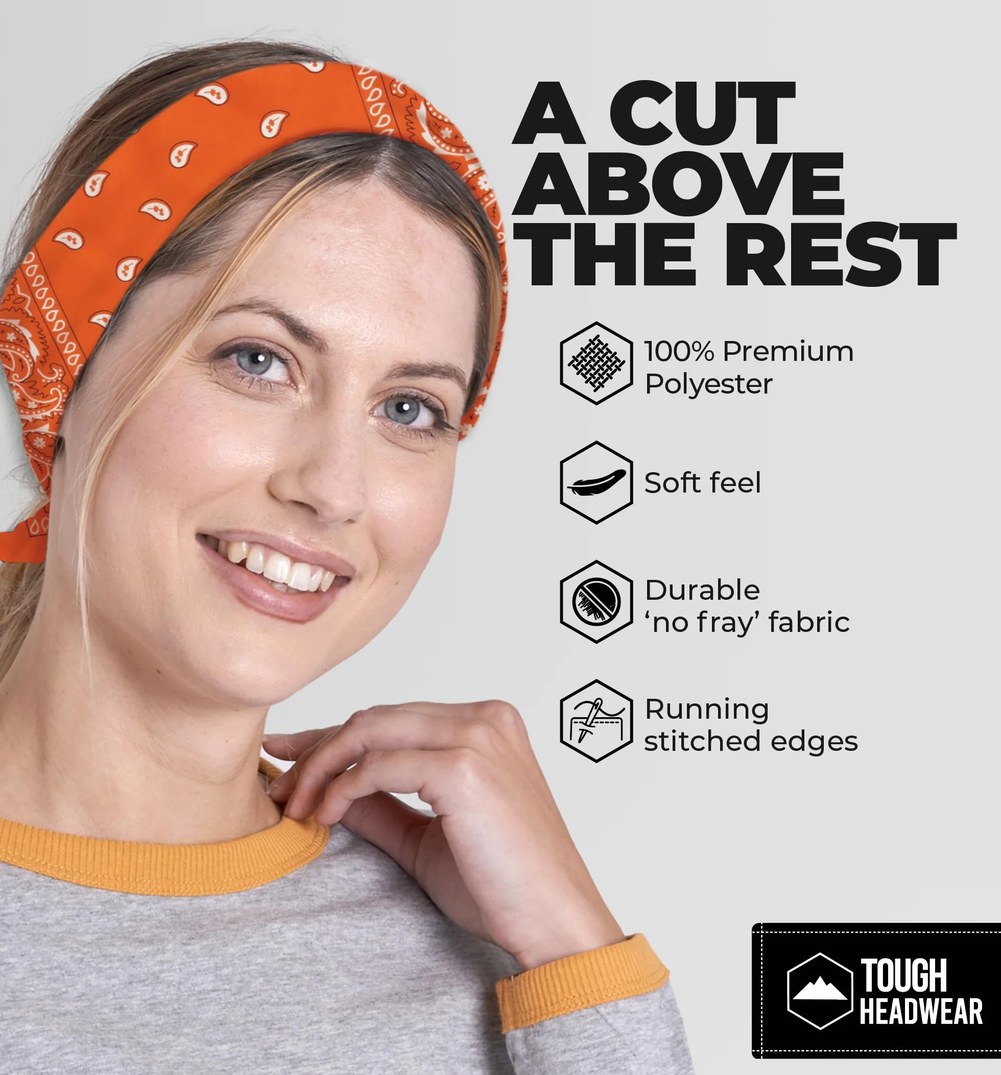 Tough Headwear Duża bandana opaska na głowę - chustka bandany dla mężczyzn i kobiet - Paisley Bandana Pack - szalik kowbojski