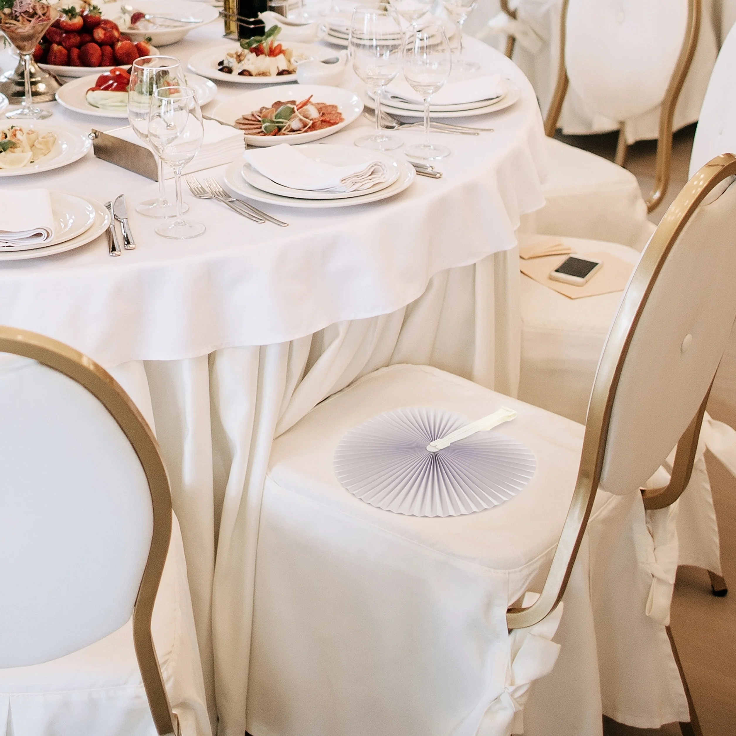WeddingTree ® 60 x składany wachlarz, biały papierowy wachlarz, pomaga gościom zachować spokój, prezenty dla gości, wesele, przyjęcie, taniec brzucha flamenco
