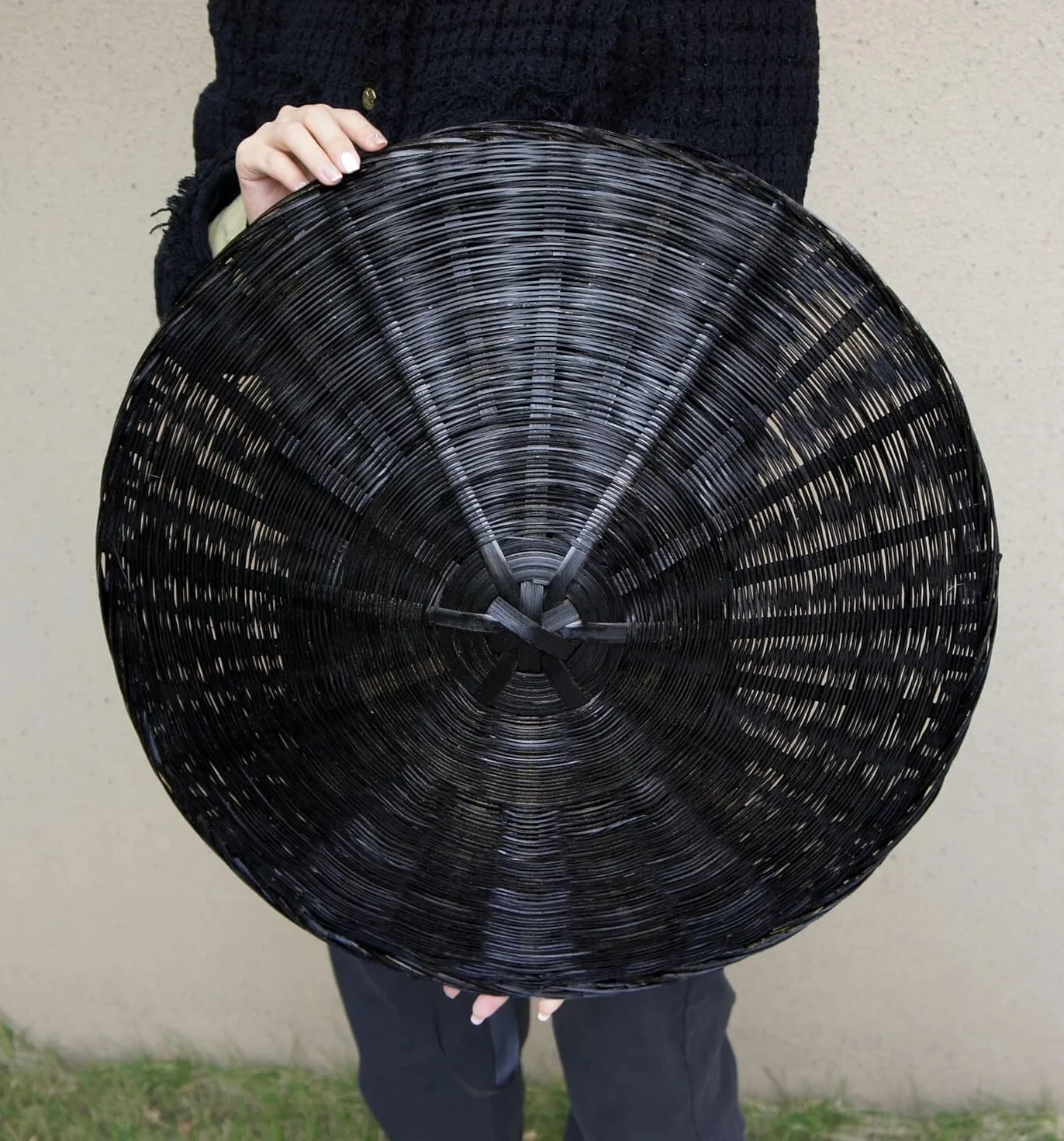 Chiński kapelusz bambusowy, Tradycyjny kapelusz samurajskiego szermierza, chiński kapelusz bambusowy, 21" średnicy x 4" głębokości(Svart)