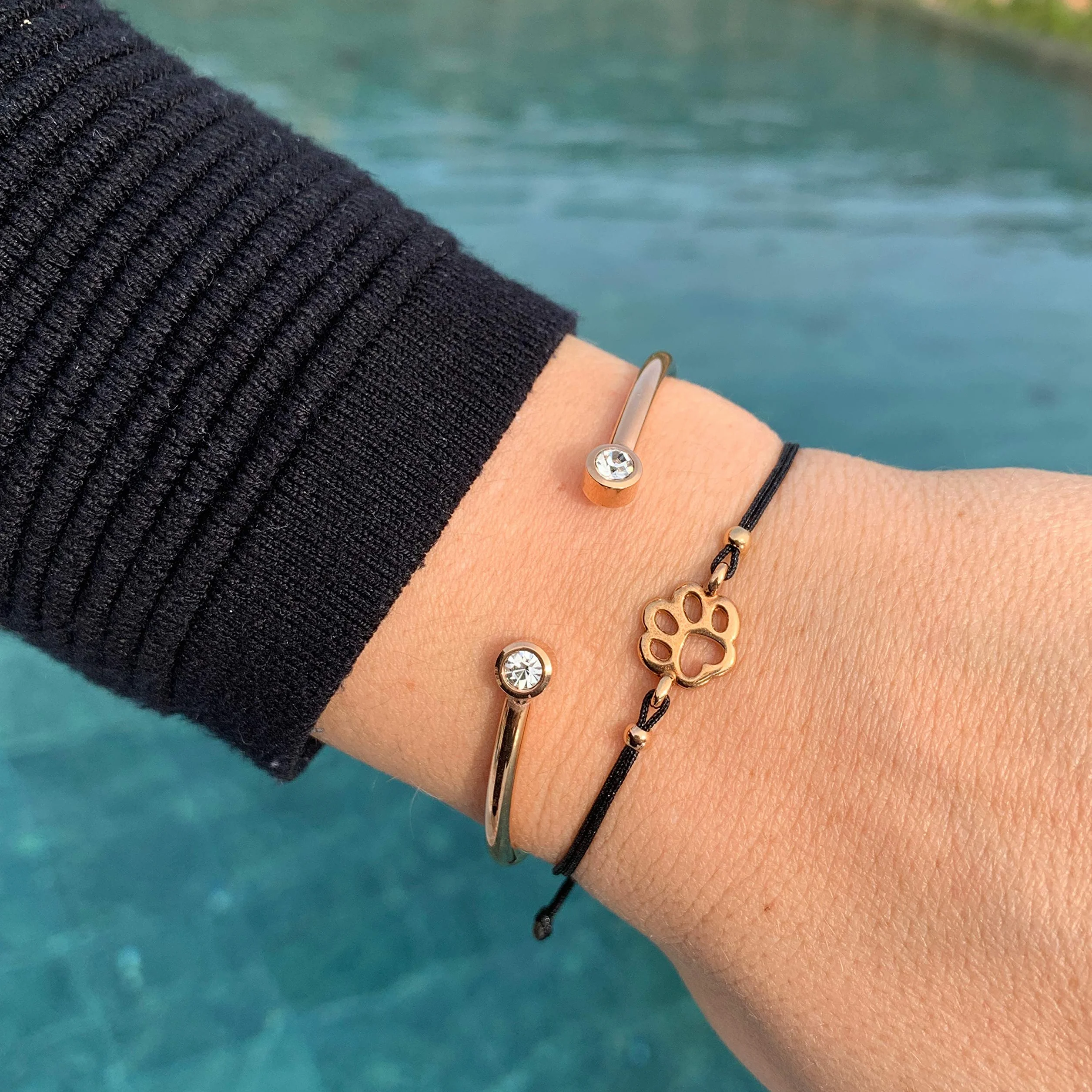 Selfmade Jewelry Bransoletka damska, różowe złoto, łapa, regulowany rozmiar, makrama, z łapą, w zestawie opakowanie prezentowe