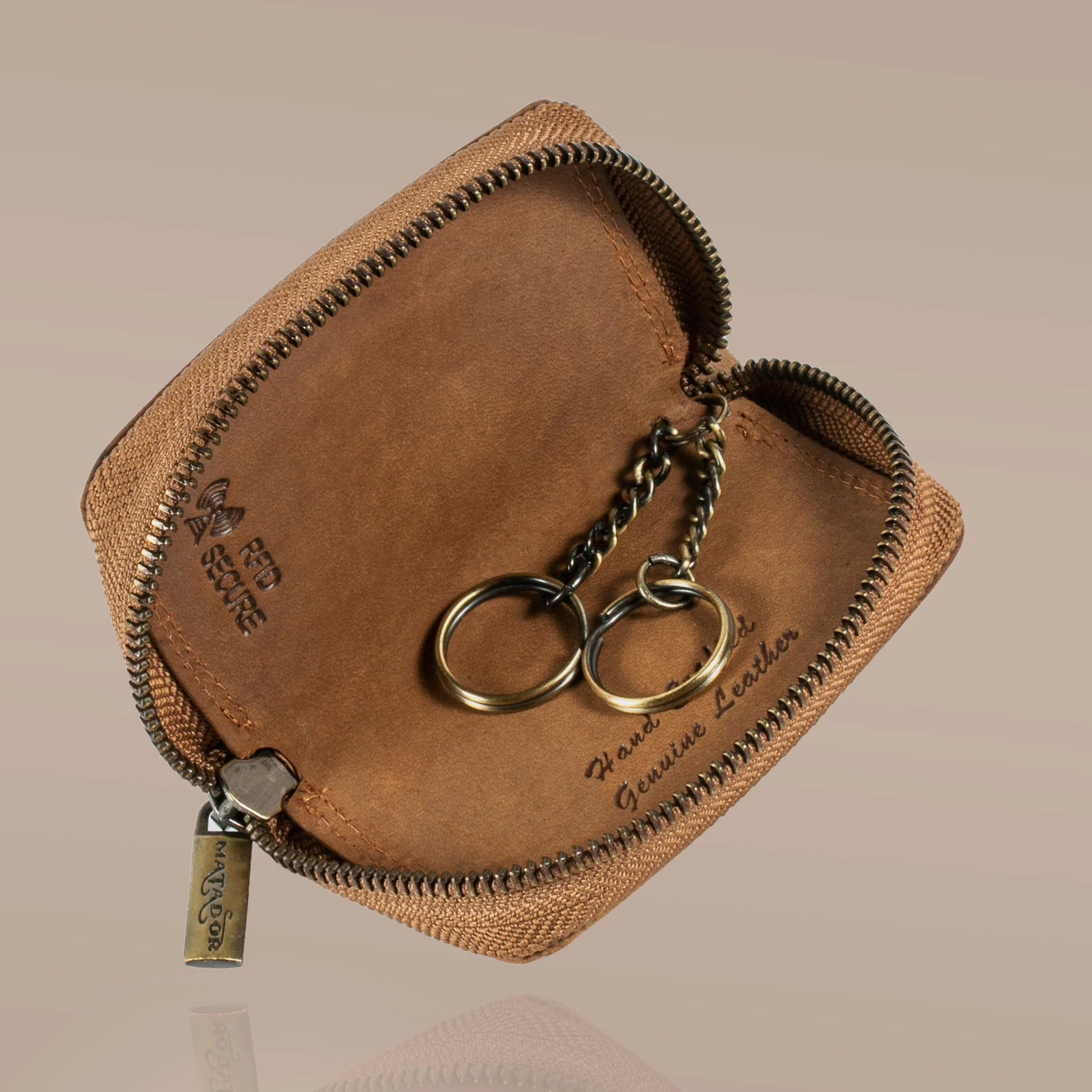 MATADOR Skórzany piórnik na klucze #BARI ze szlachetnym pudełkiem na prezent, eleganckie etui na kluczyki samochodowe z pękiem kluczy, portfel RFID, luksusowe etui na klucze, z pojedynczą przegródką