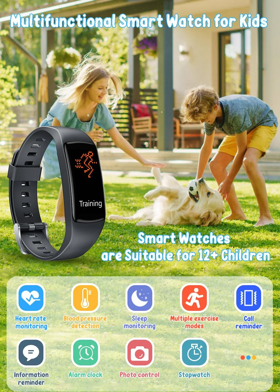 Inteligentny zegarek Dziecko Smartwatch Fitness: Bransoletka Aktywność Dziewczyna Inteligentny Zegarek Chłopiec Wodoodporny IP67 Ekran Dotykowy Sportowy Tracker z Monitor Uśpienia Kalorie Krokomierz