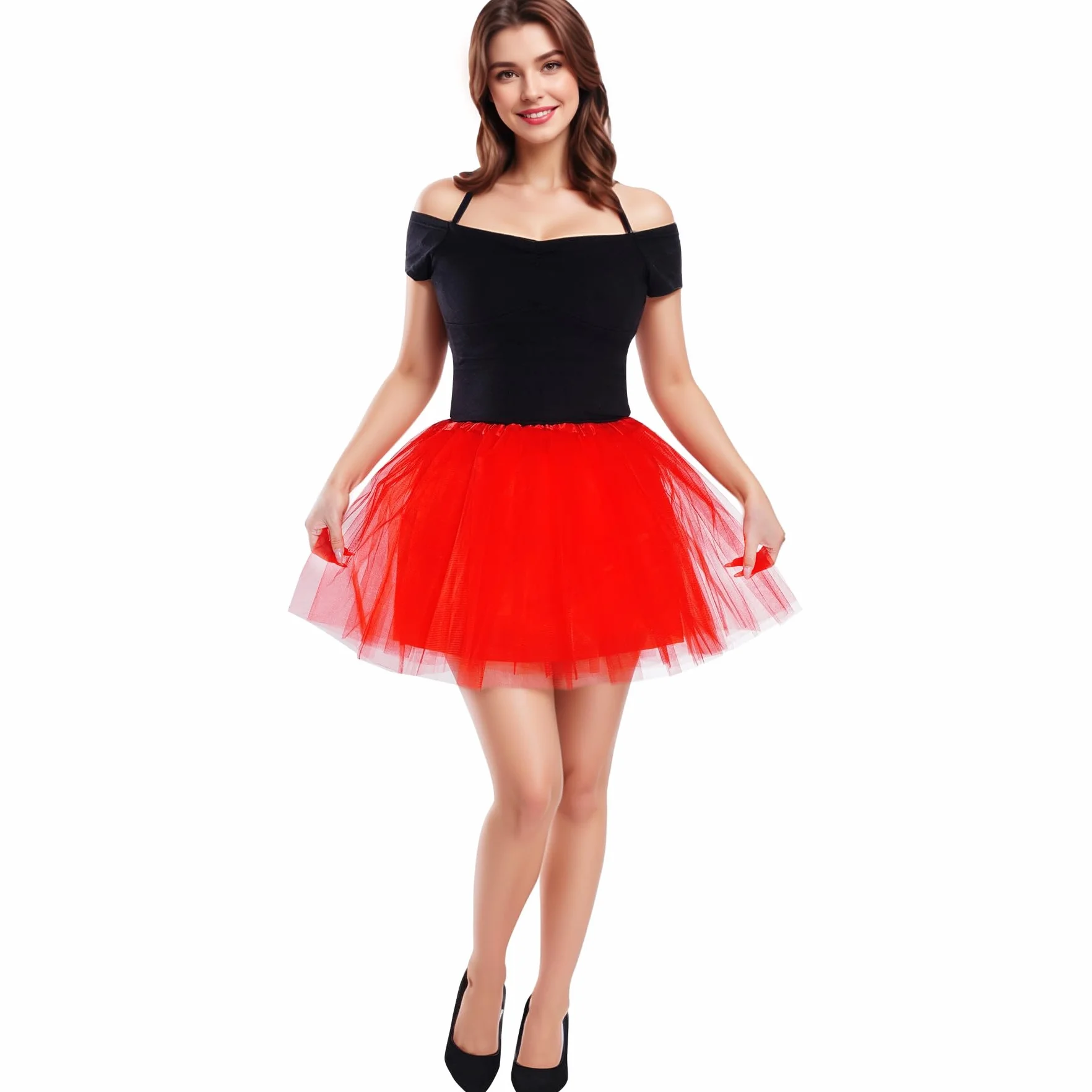 Damska spódnica tutu, rozciągliwa, mini spódniczka tutu, dla dorosłych, baletowa, tiulowa, na imprezę, do kostiumu, tańca