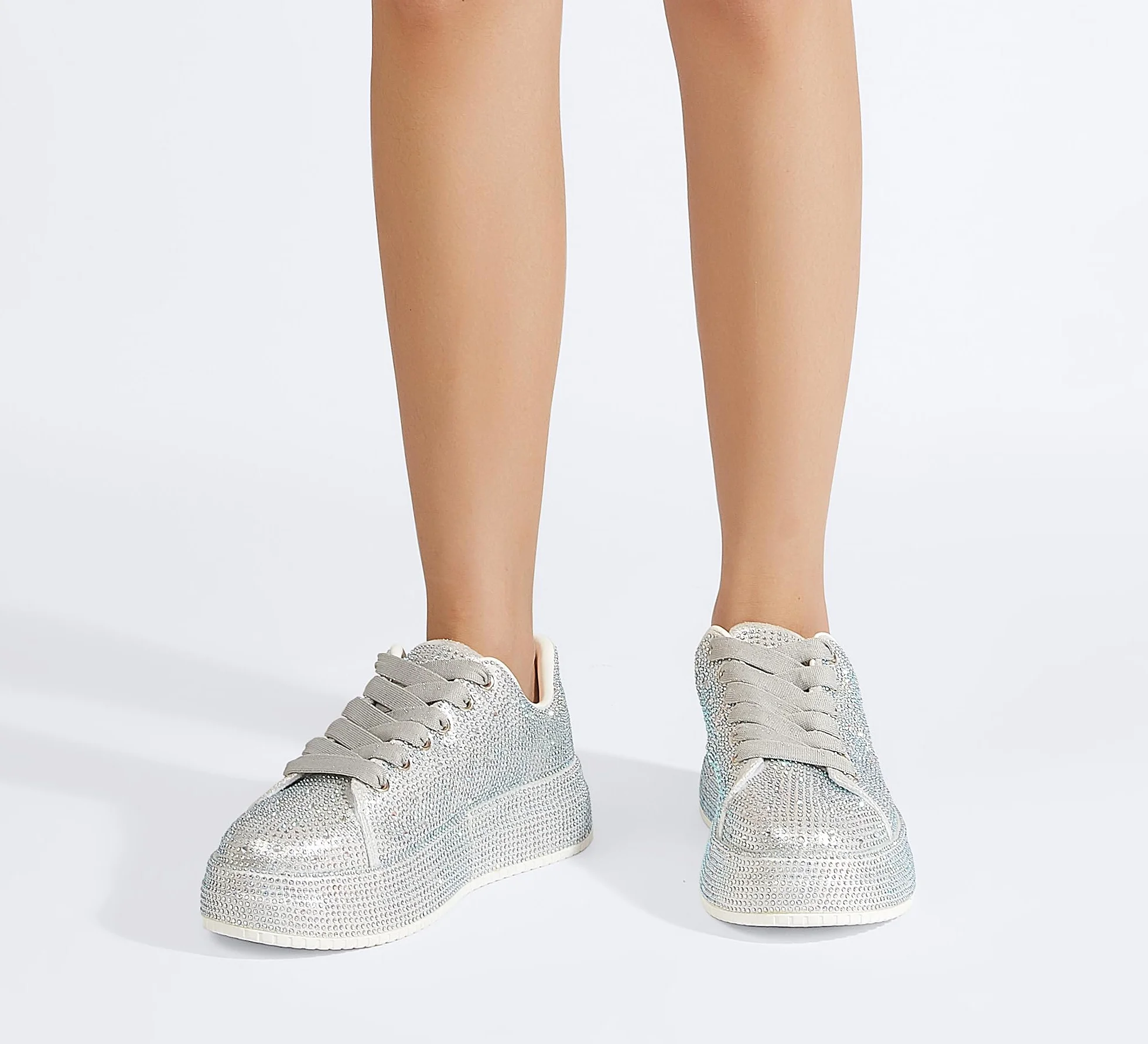 LUCKY STEP Trampki z kryształami górskimi dla kobiet platforma błyszczące błyszczące buty do tenisa moda olśniewające wesele wesele trampki do chodzenia