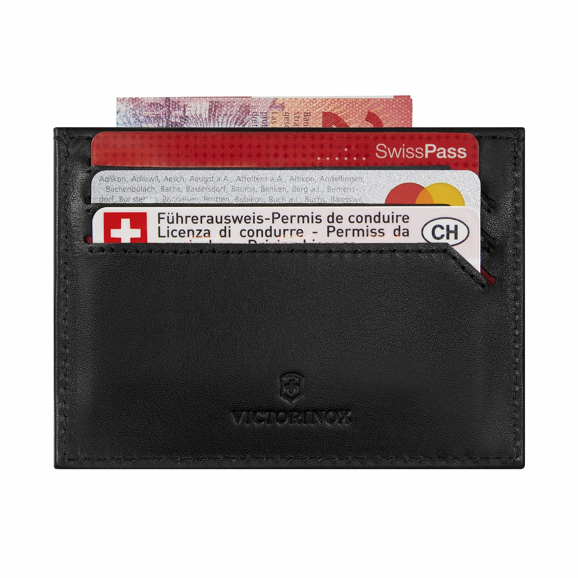 Victorinox Altius Alox Slim Wallet, skórzany portfel z ochroną RFID, dla kobiet i mężczyzn, portfel z przegródkami na karty, Czarny, Card Case, Etui na karty