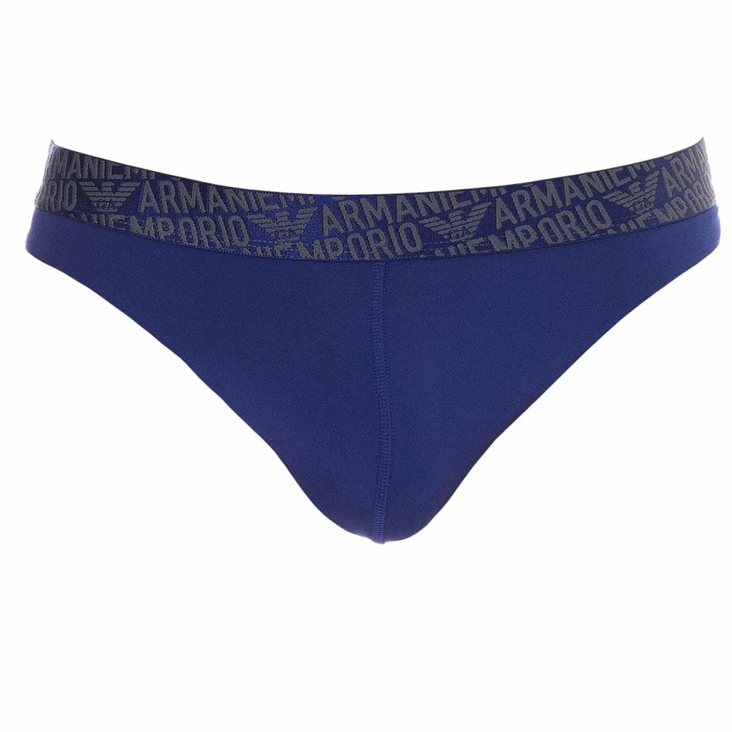 Emporio Armani The New Icon Essential Microfiber Thong, Atrament, L