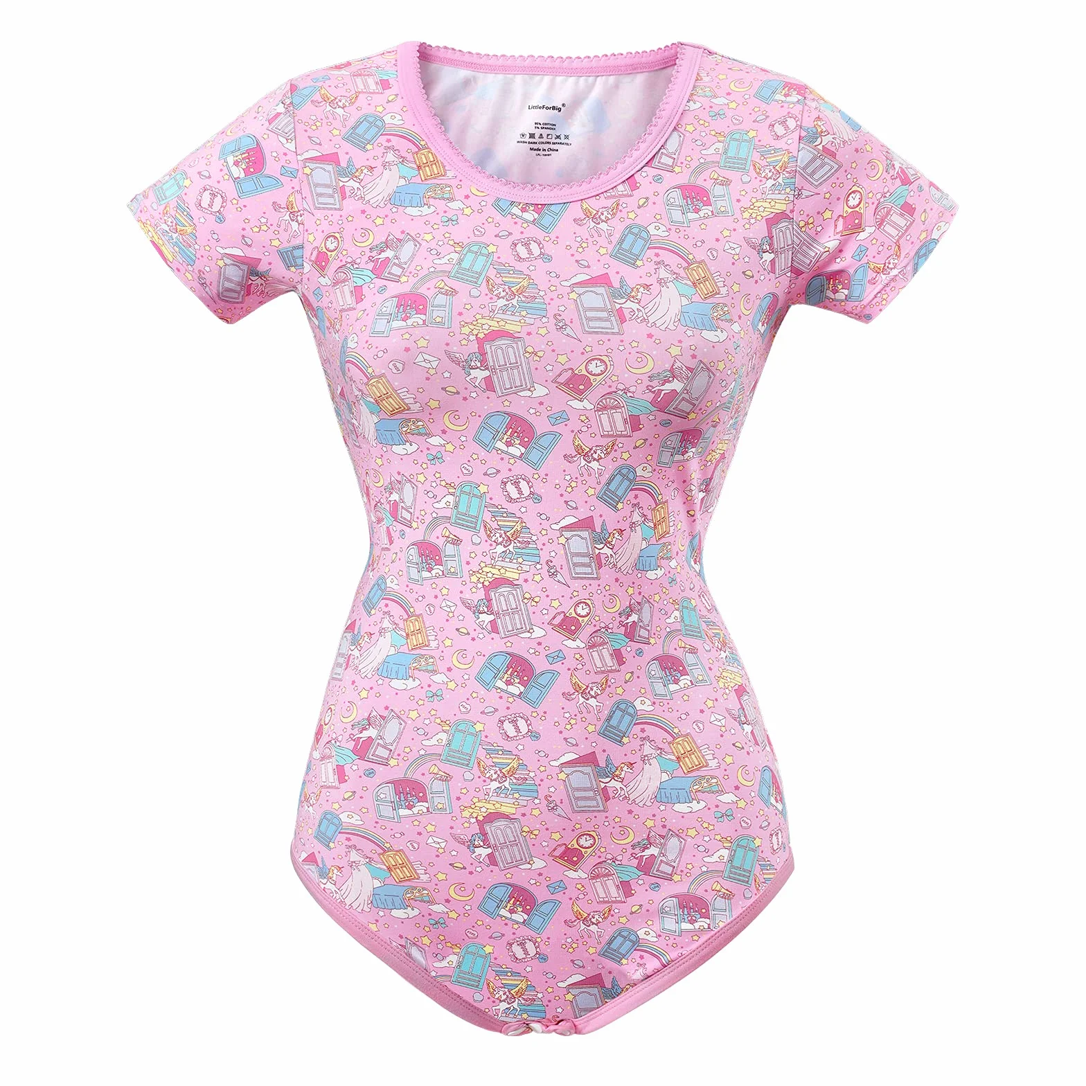 LittleForBig Bawełniany śpioszki Onesie Piżama Bodysuit-Marzenia jednorożca Onesie