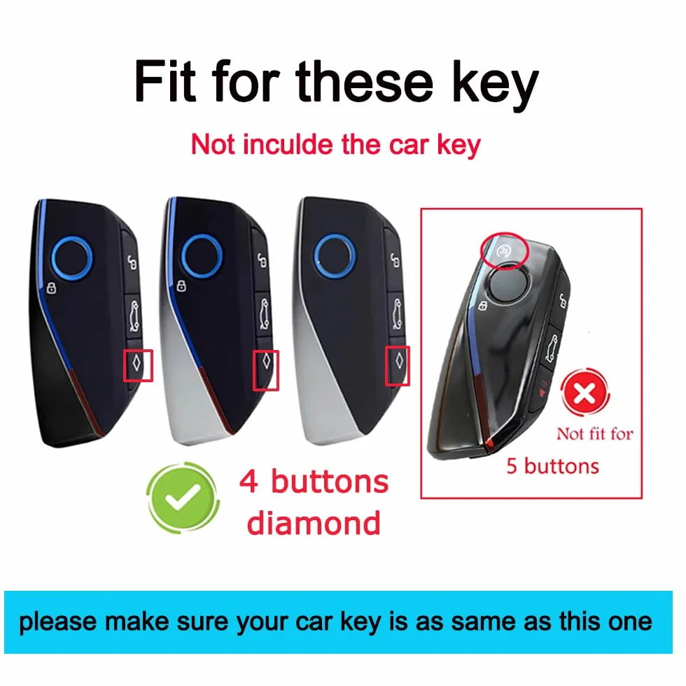 ontto Pasuje do BMW etui na kluczyki samochodowe BMW serii 2 U06 3 G81 M3 5 G60 7 G07 X1 U11 X5 F95 IX1 i4 2023-2025, metalowa osłona na klucze, etui ochronne, 4 przyciski