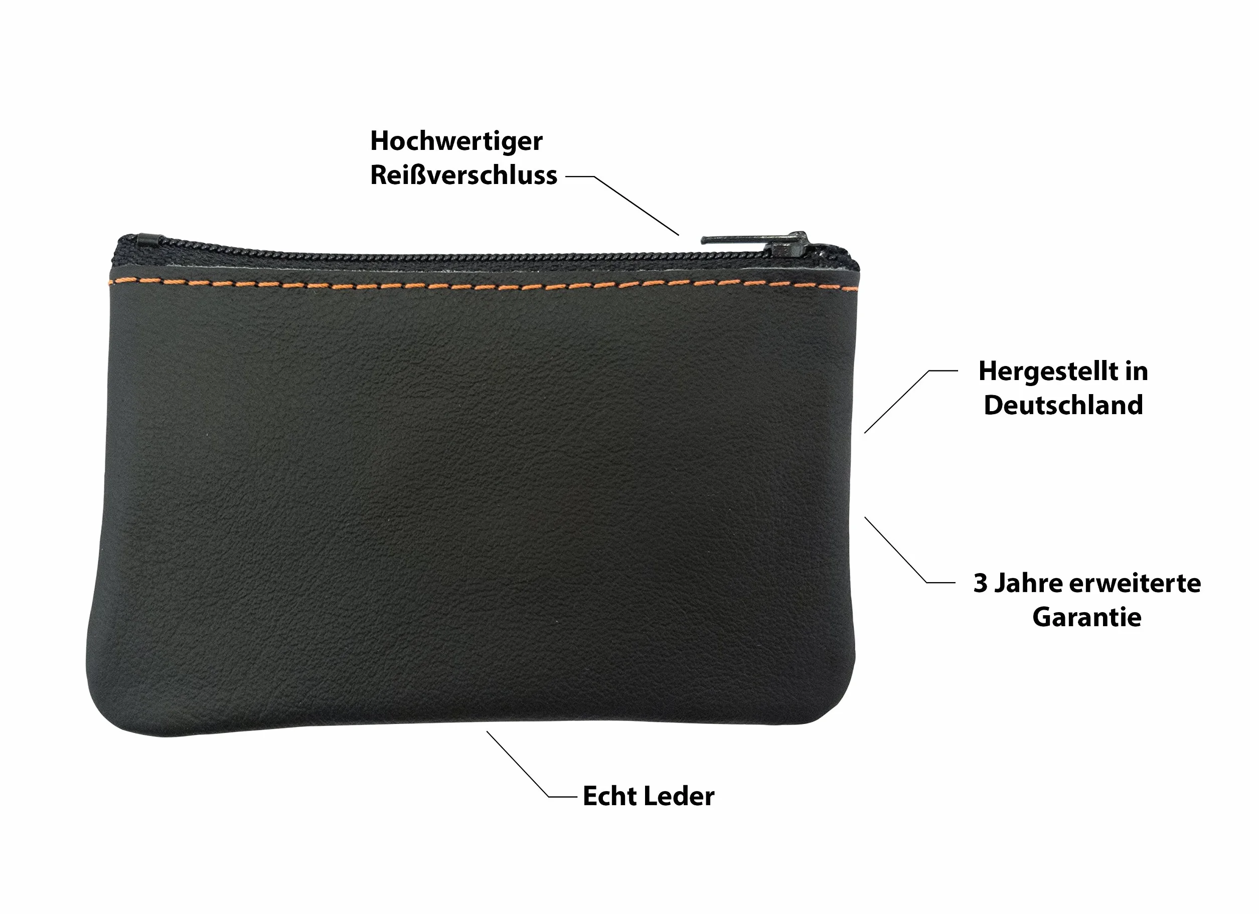 Lederprinz® | Etui na klucze z 2 przegródkami, ręczne wykonanie, wyprodukowano w Niemczech, prawdziwa skóra, skóra nappa, etui na klucze dla kobiet i mężczyzn, czarny, 10,5 x 7 x 1 cm