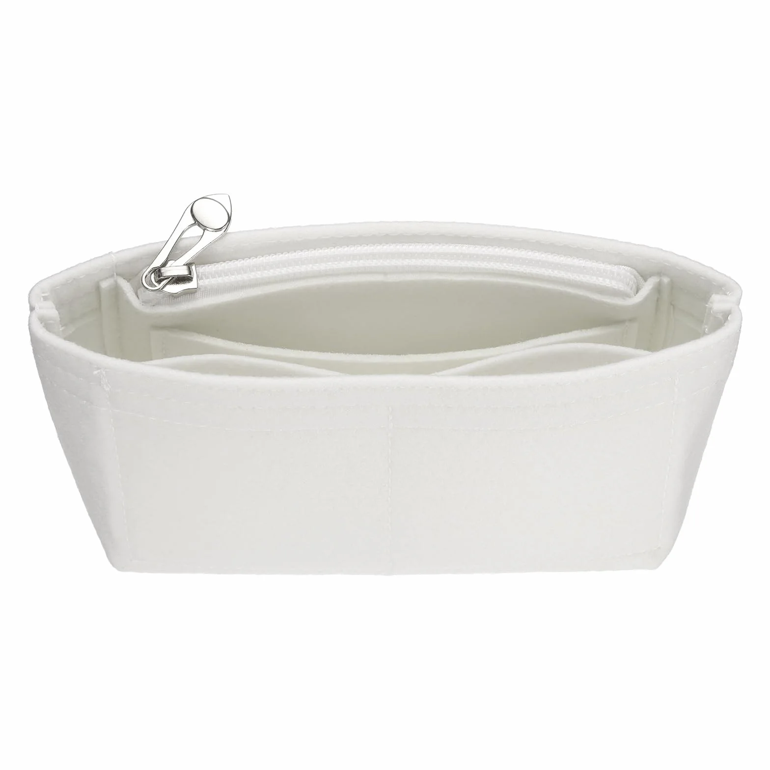 QUARKZMAN Organizer do torebki, mały filcowy organizer do torebki ręcznej, do przechowywania i wykończenia, wewnętrzna kieszeń, wkładka z zamkiem błyskawicznym, do plecaka, torby na ramię, biały